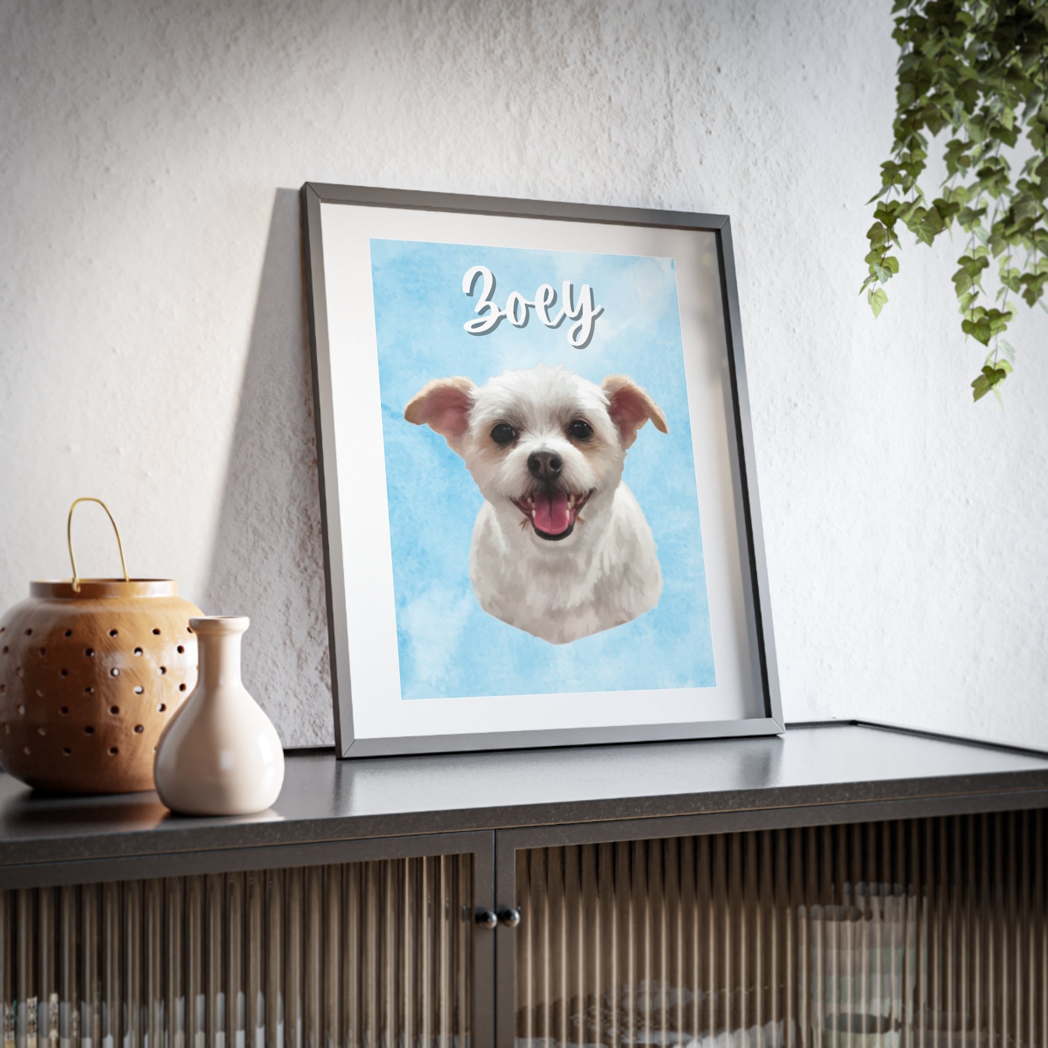 (Zoey) Playful Dog Framed Poster
