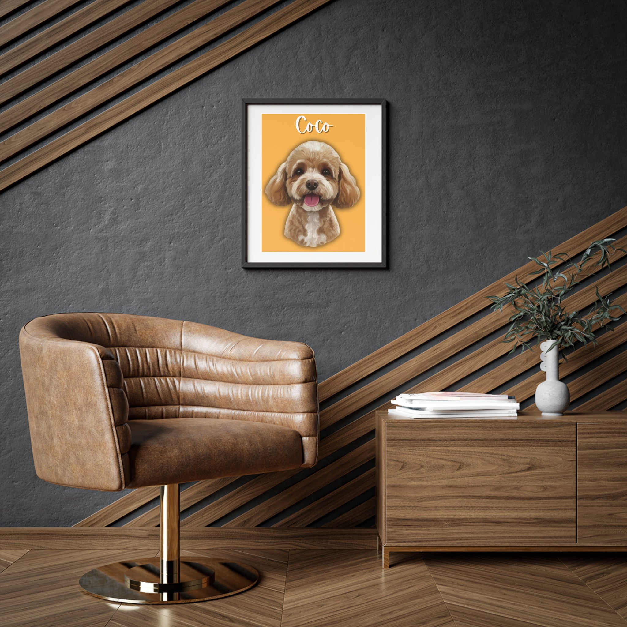 (Coco) Playful Dog Framed Poster