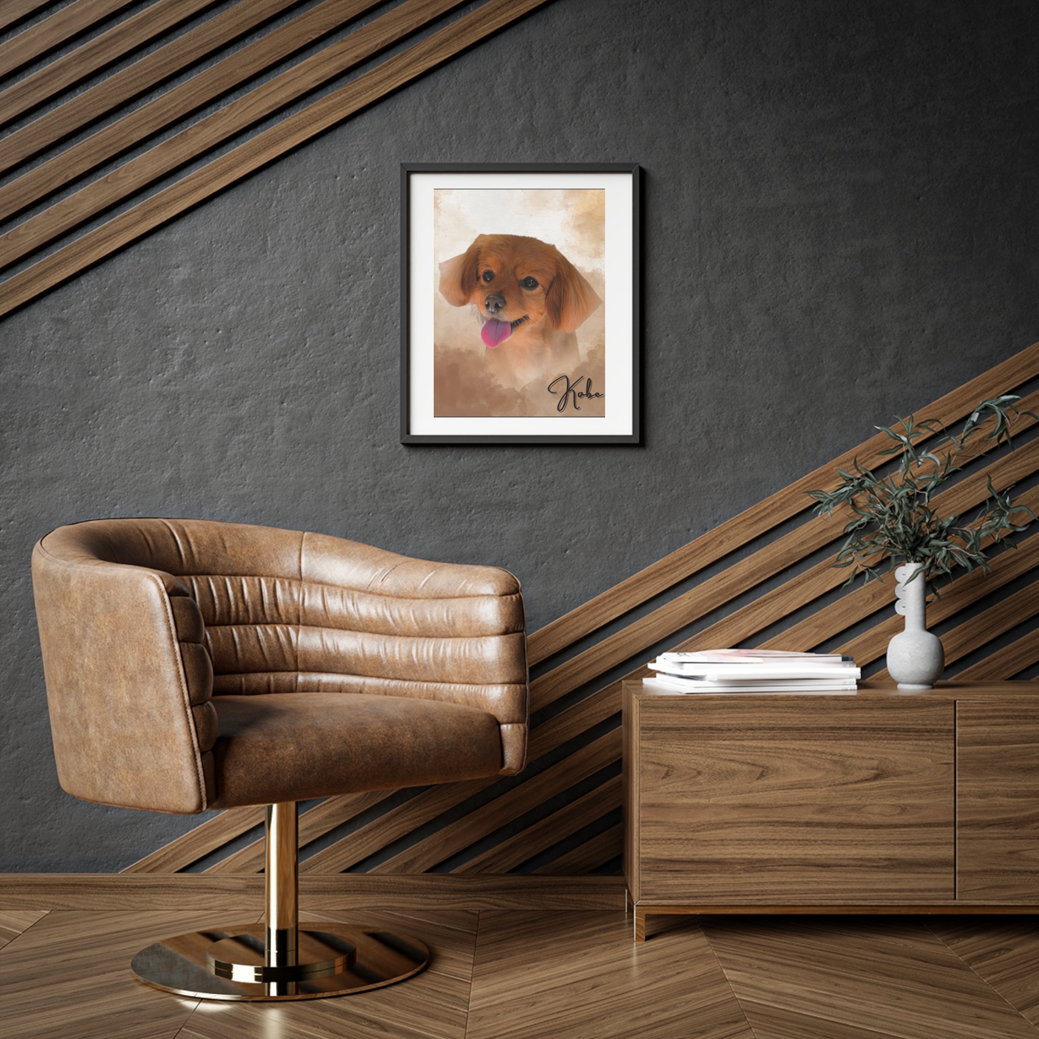 (Kobe) Playful Dog Framed Poster