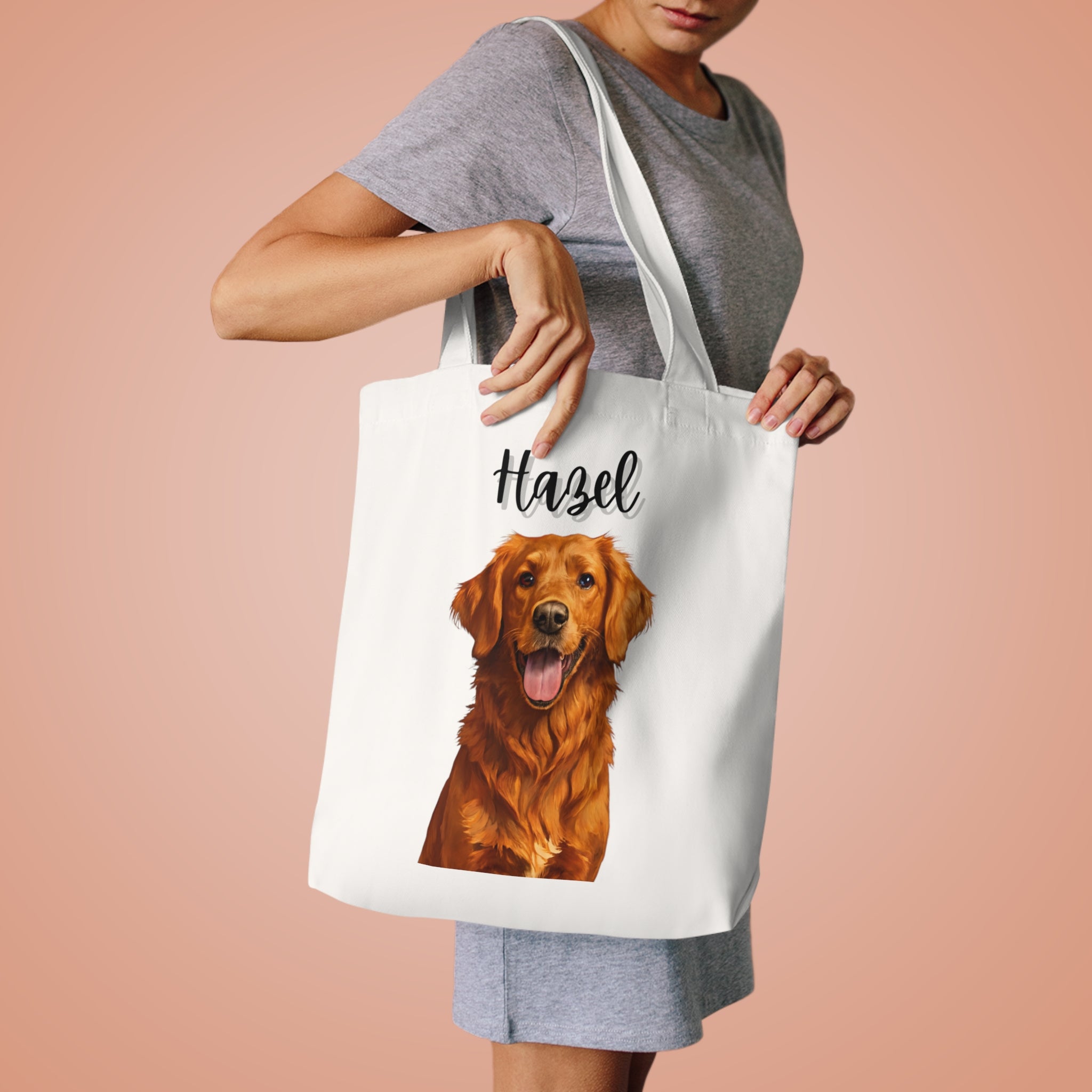 (Hazel) Personalized Dog Lover Tote Bag