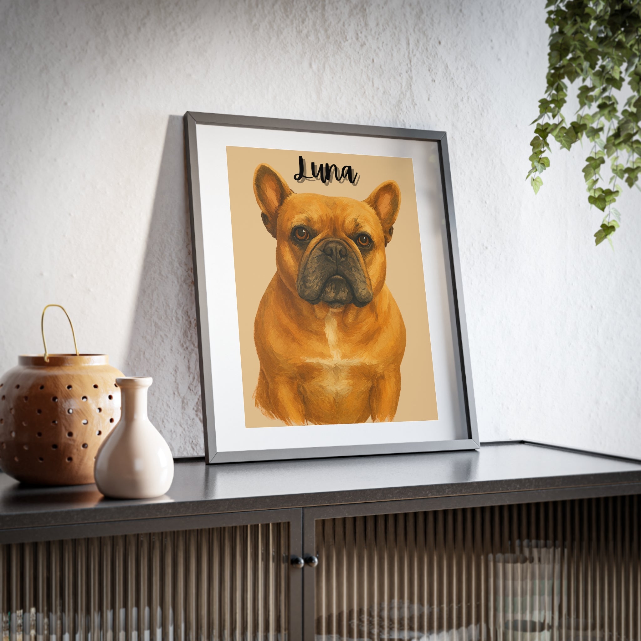 (Luna) Playful Dog Framed Poster