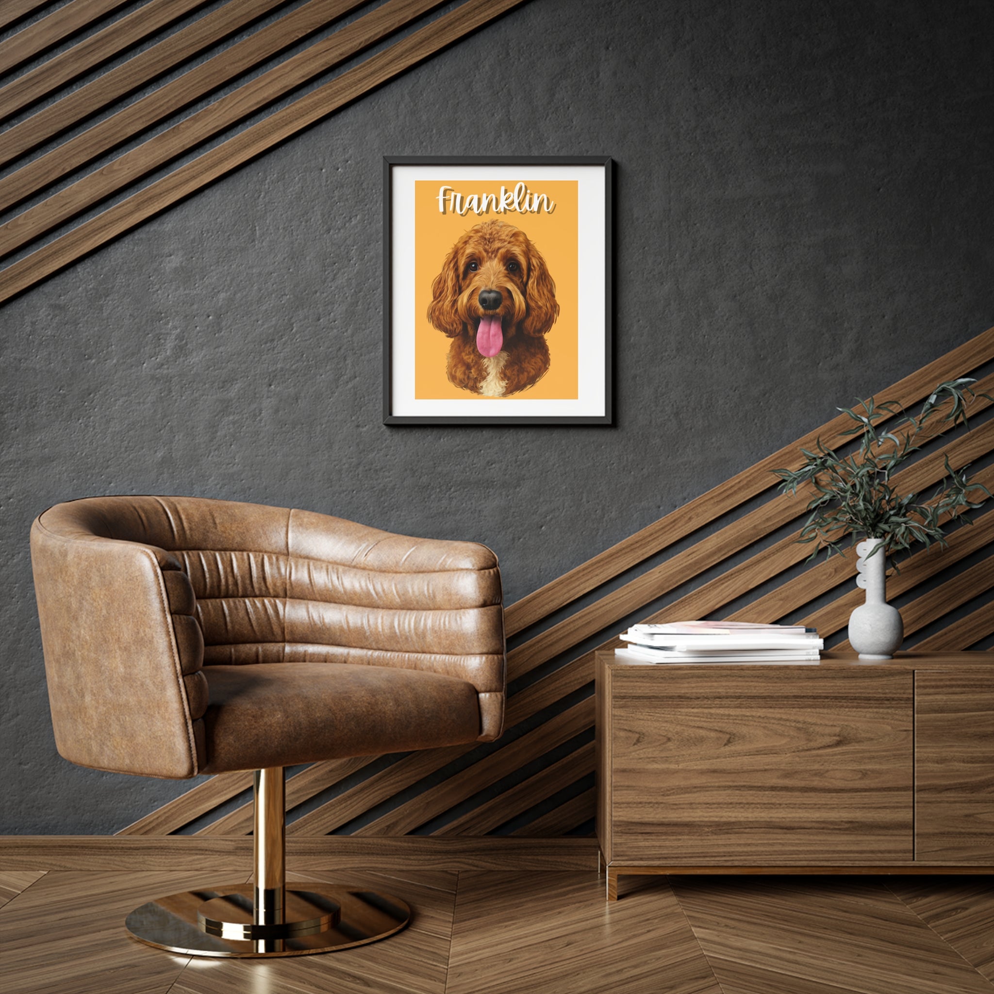 (Franklin ) Playful Dog Framed Poster