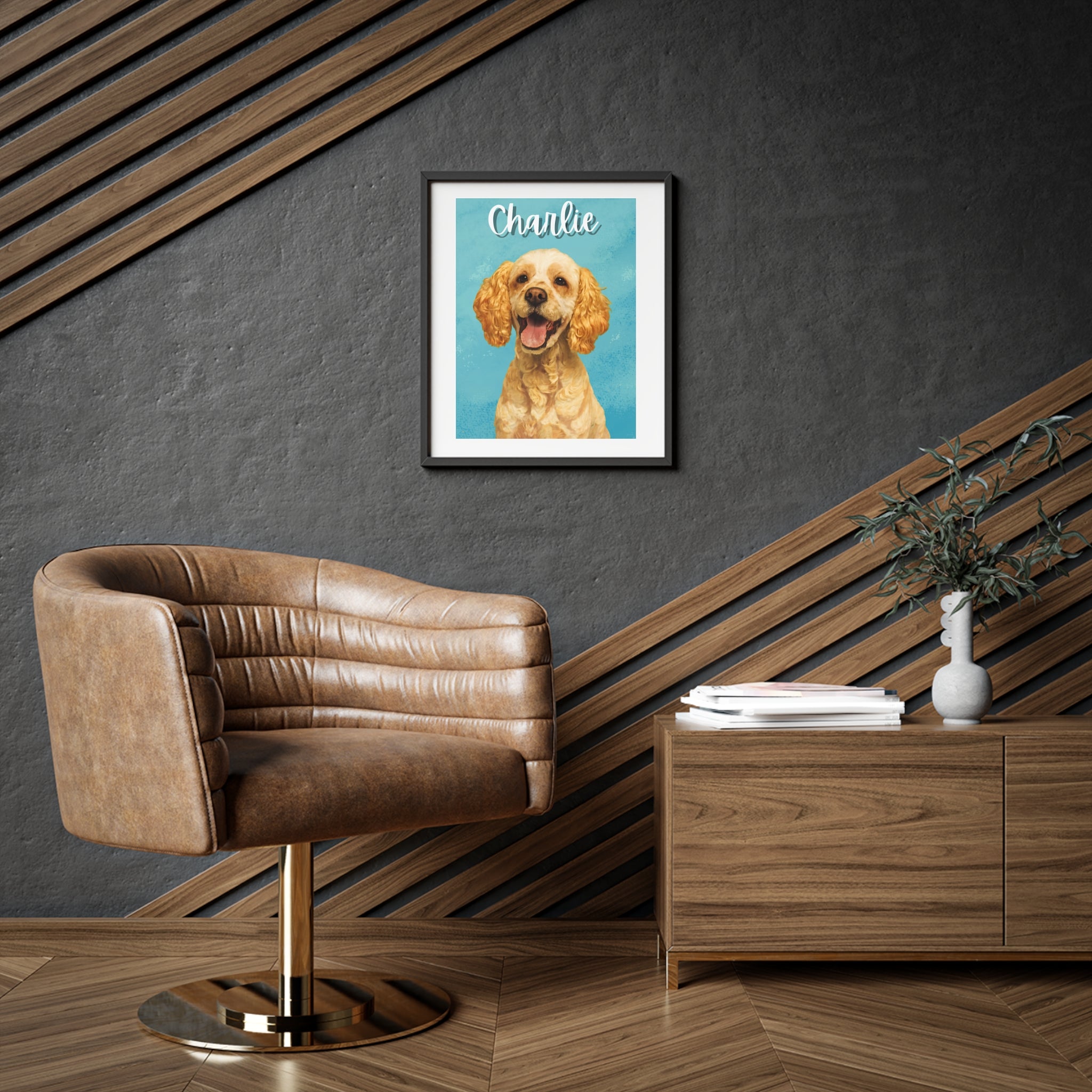 (Charlie) Playful Dog Framed Poster
