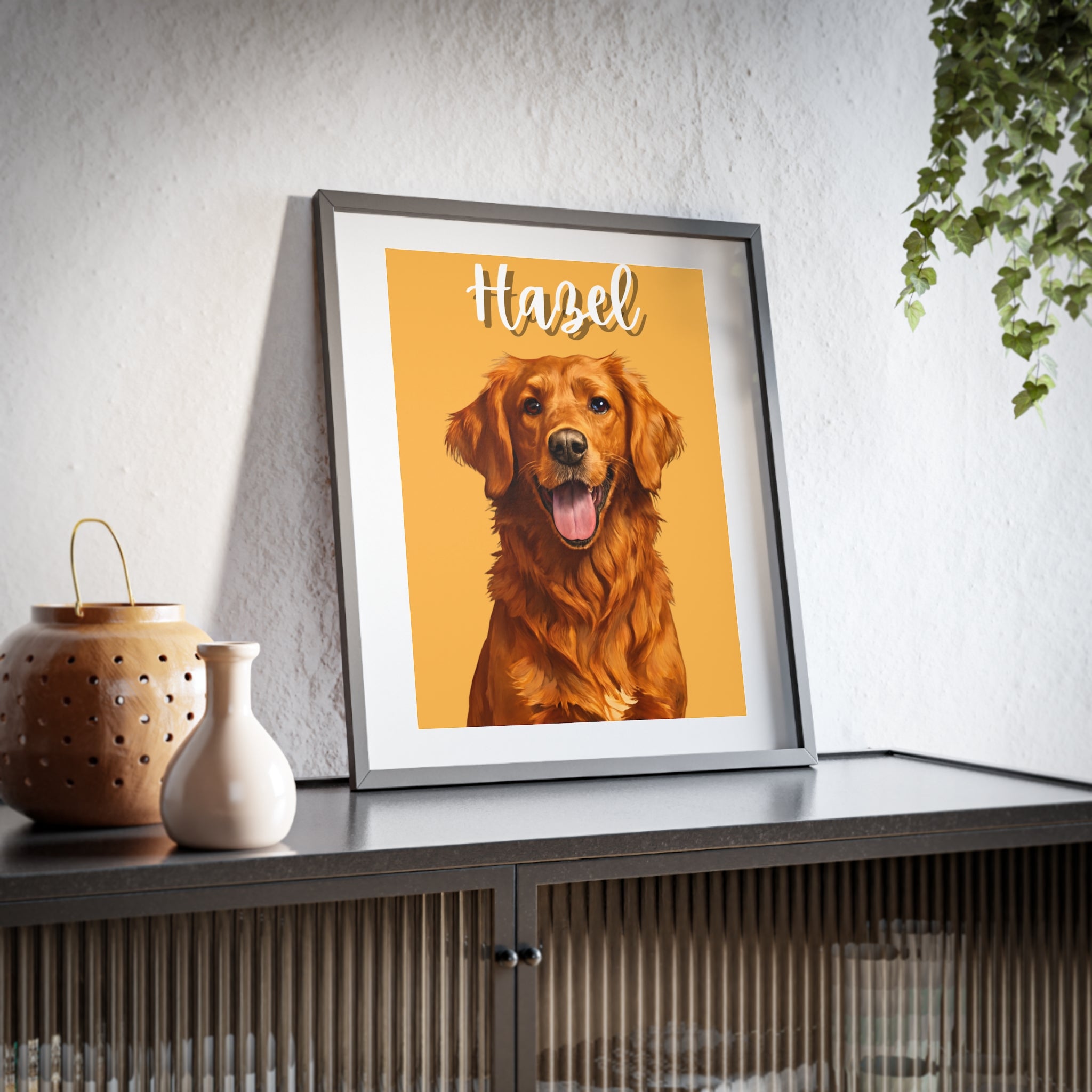 (Hazel) Playful Dog Framed Poster