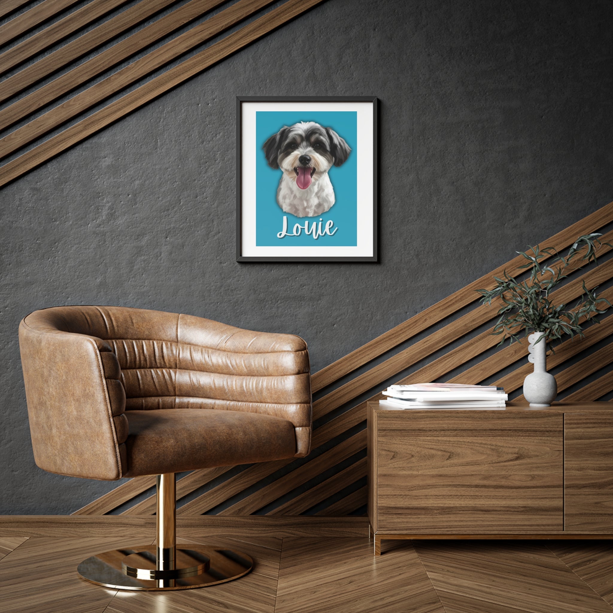 (Louie) Playful Dog Framed Poster