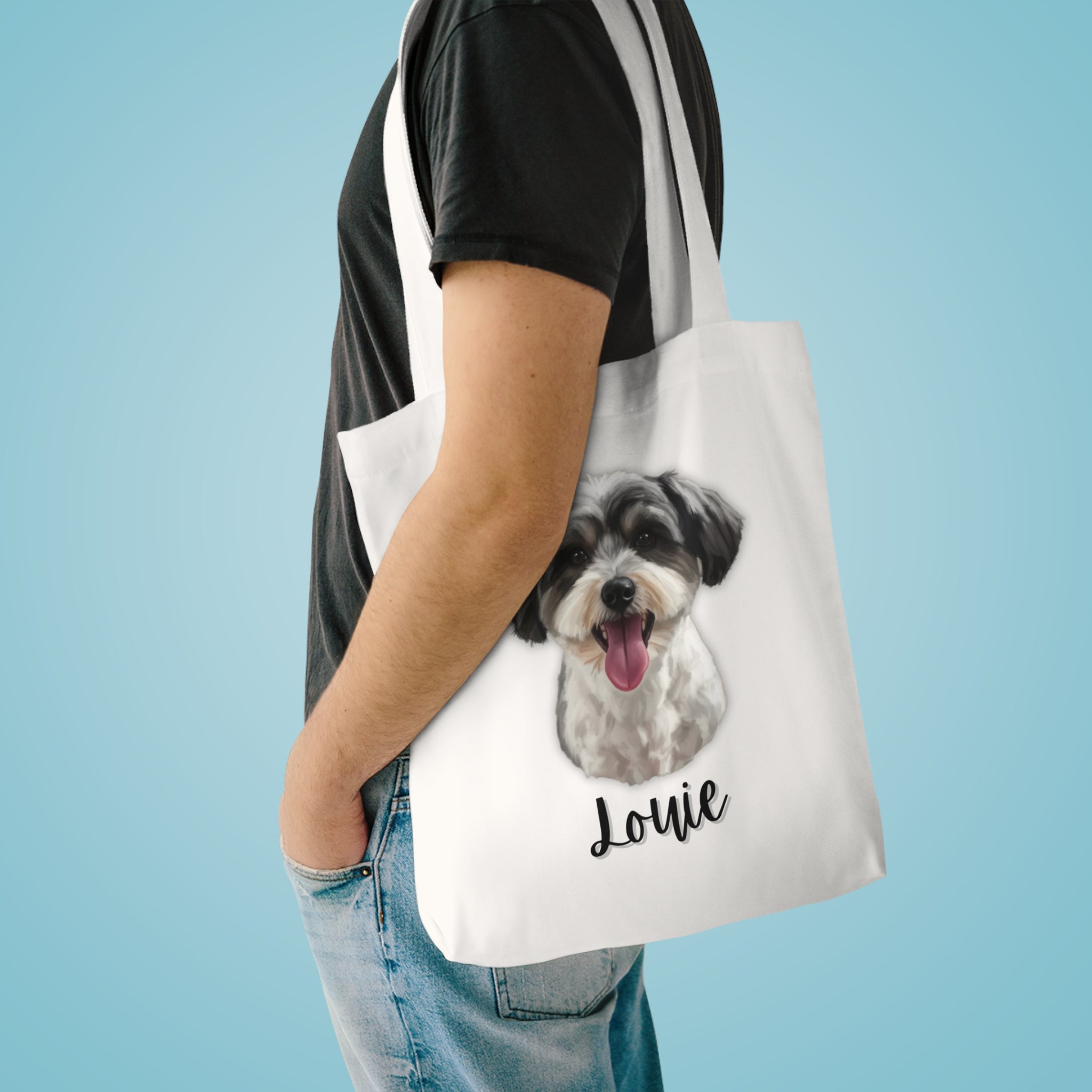 (Louie) Personalized Dog Lover Tote Bag