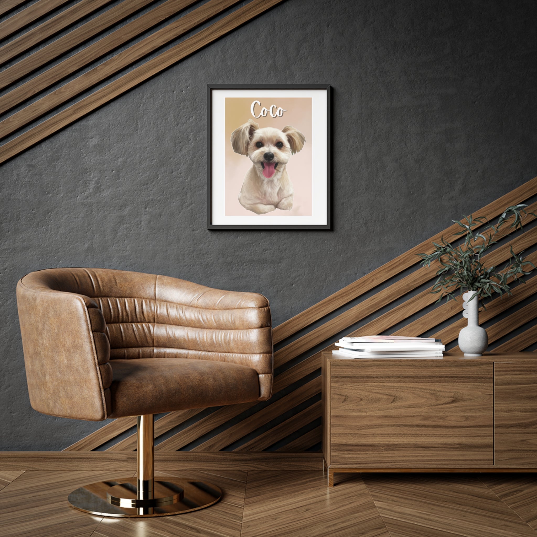 (Coco) Playful Dog Framed Poster