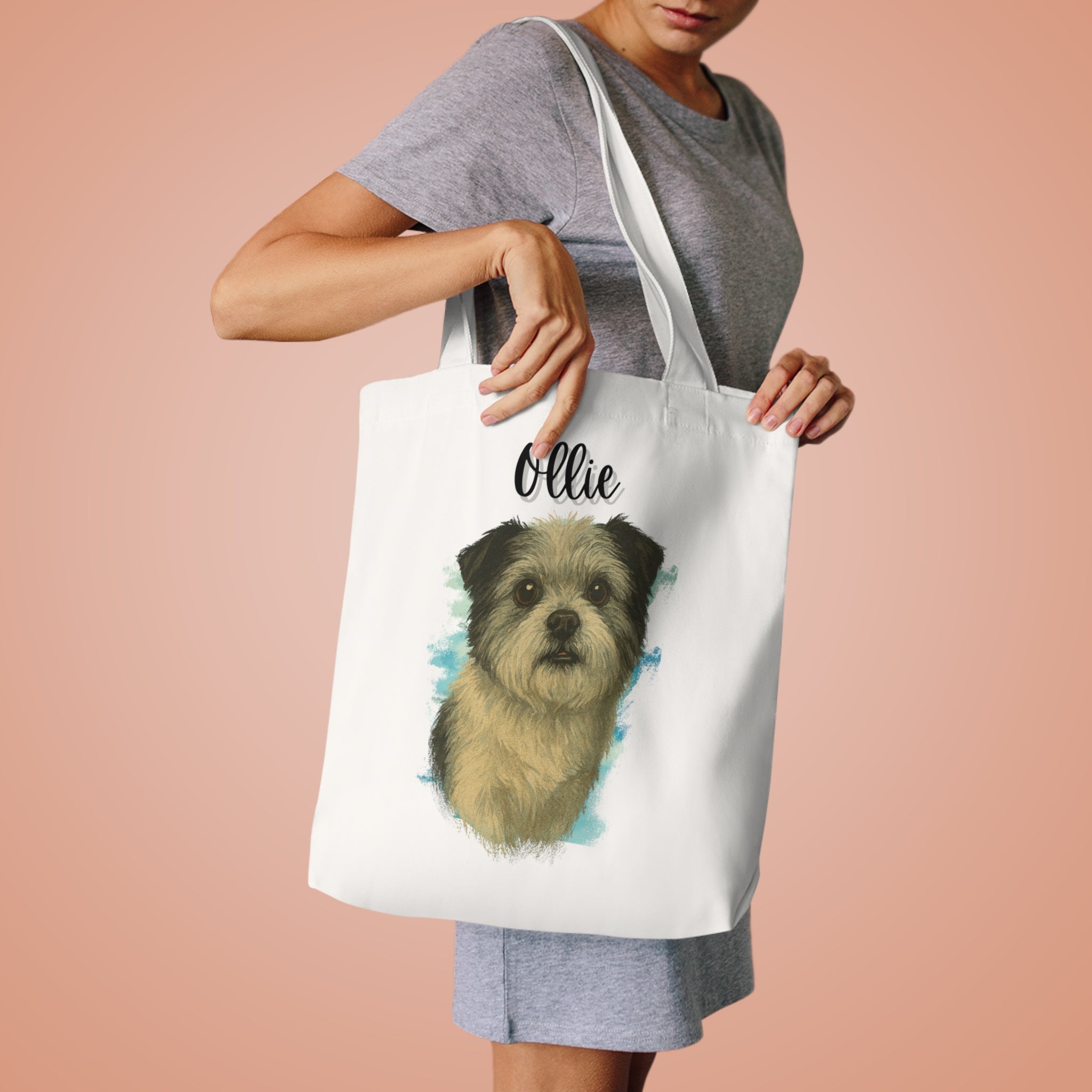 (Ollie) Personalized Dog Lover Tote Bag