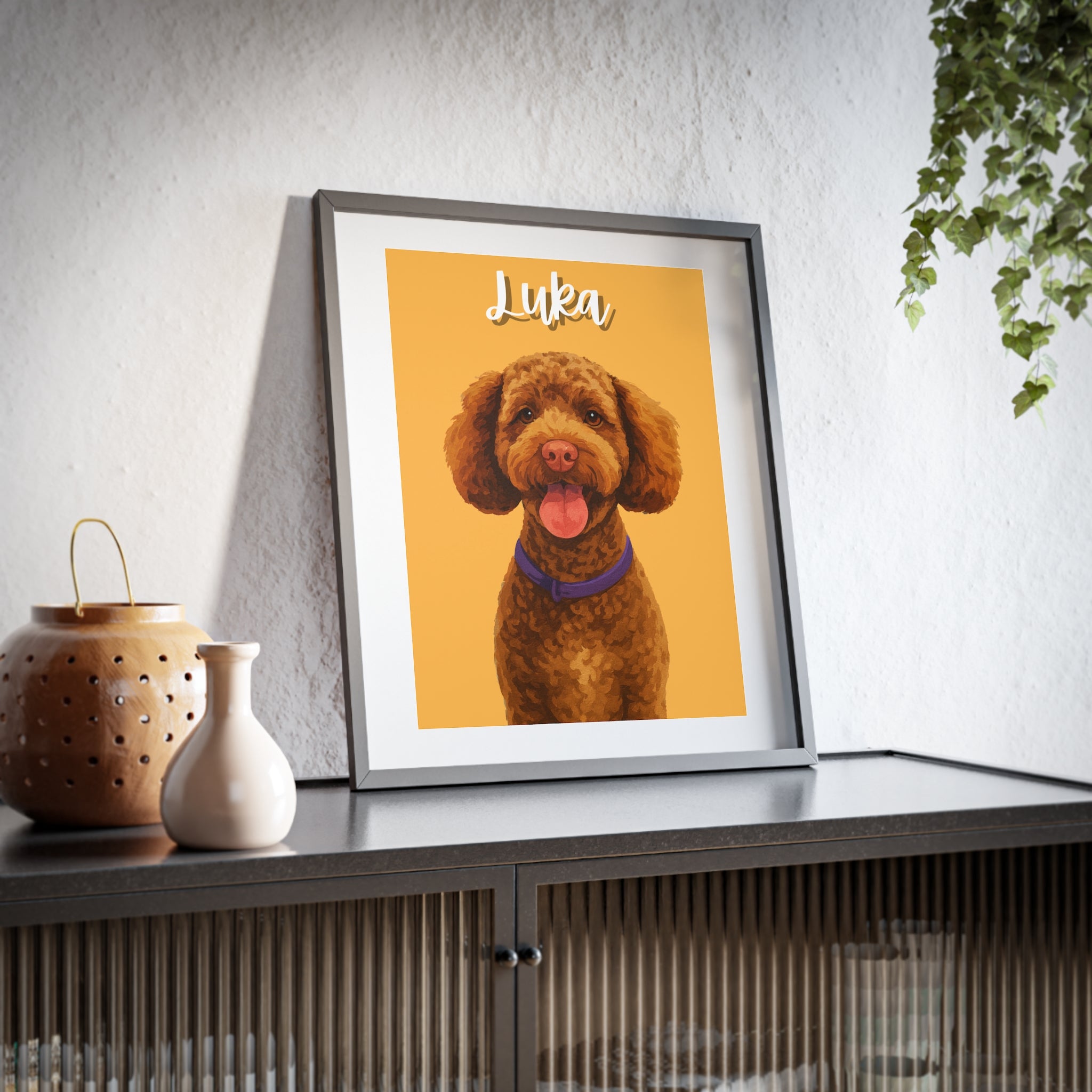 (Luka) Playful Dog Framed Poster
