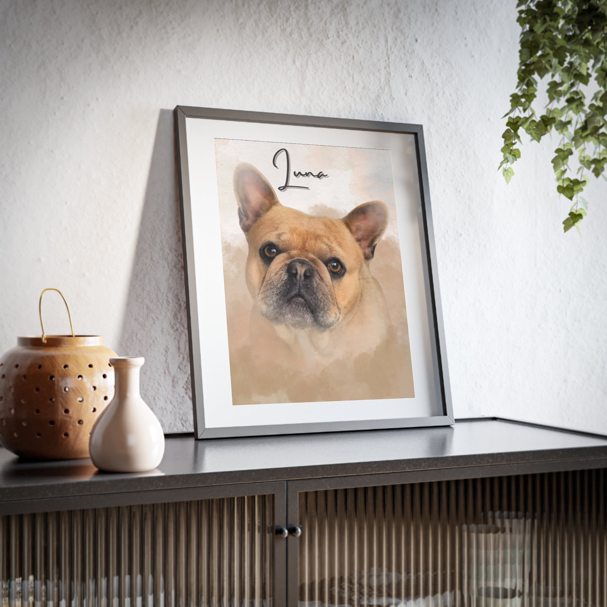(Luna) Playful Dog Framed Poster