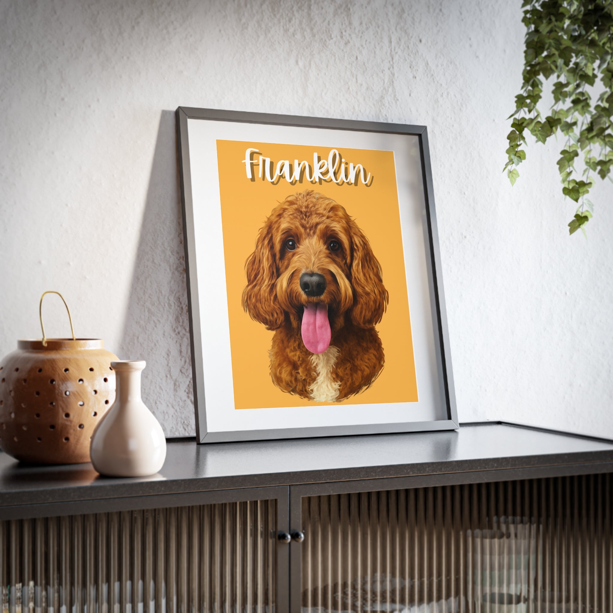 (Franklin ) Playful Dog Framed Poster