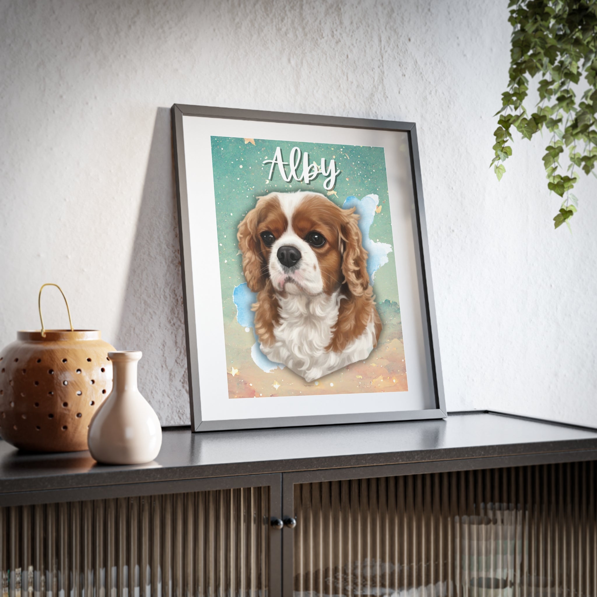 (Alby) Playful Dog Framed Poster
