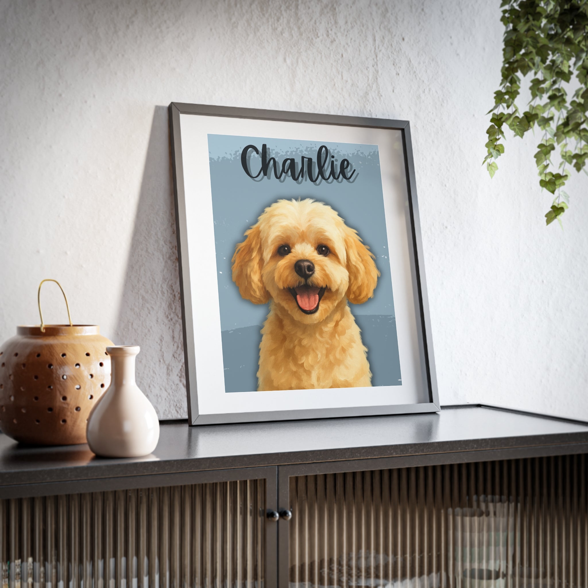 (Charlie) Playful Dog Framed Poster