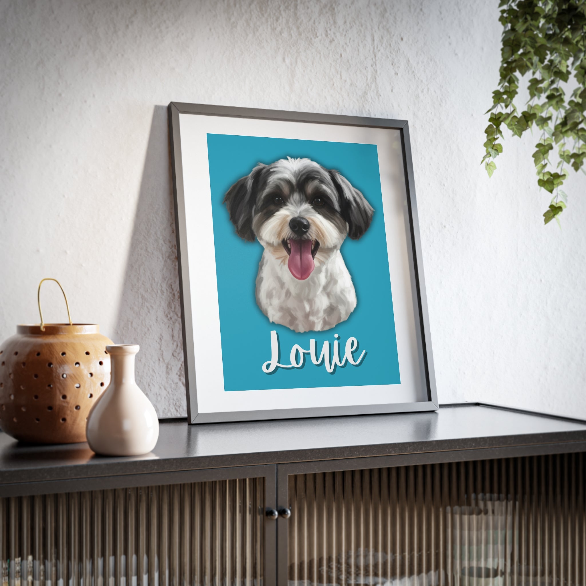 (Louie) Playful Dog Framed Poster