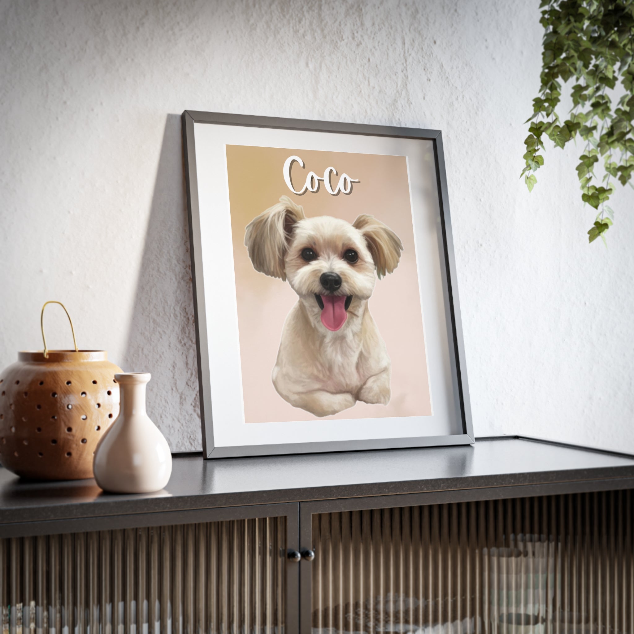 (Coco) Playful Dog Framed Poster