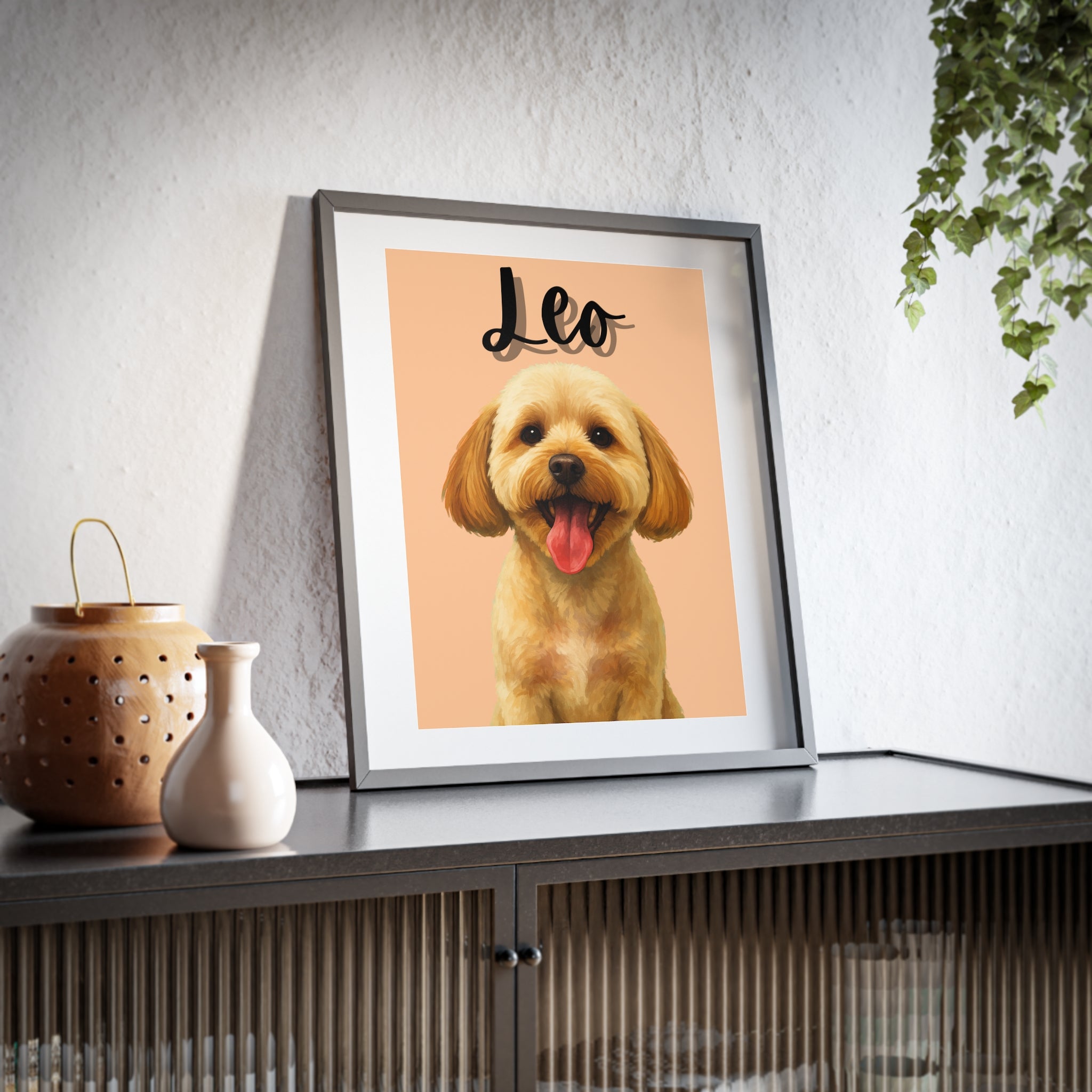(Leo) Playful Dog Framed Poster