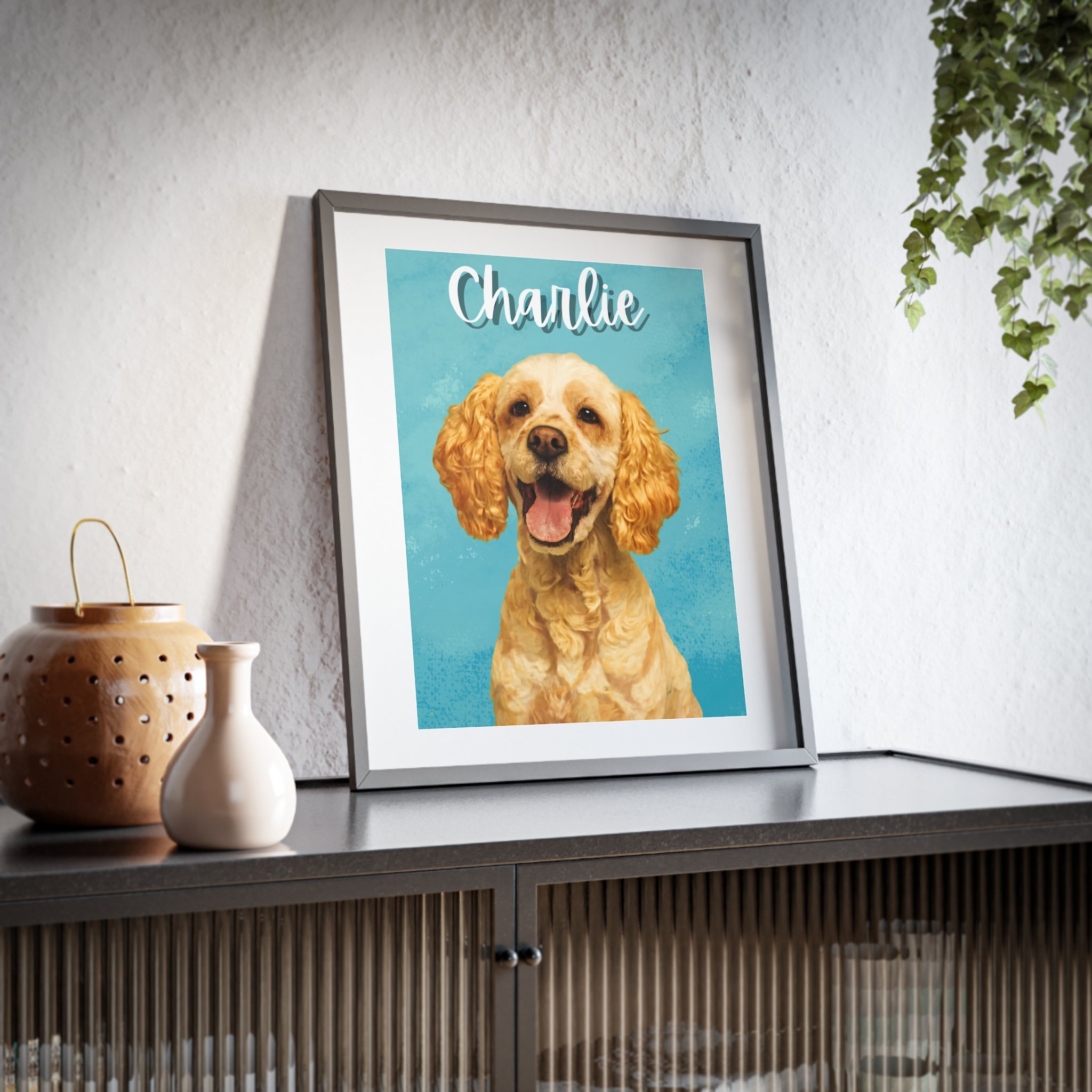 (Charlie) Playful Dog Framed Poster