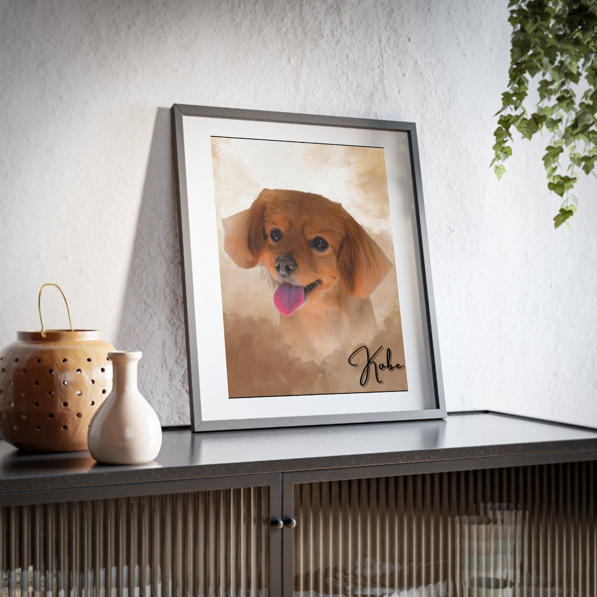 (Kobe) Playful Dog Framed Poster