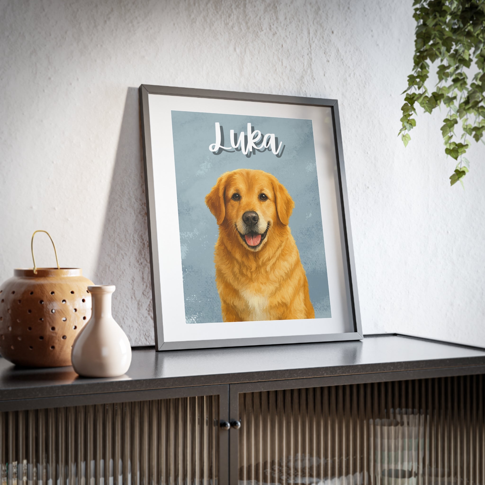 (Luka) Playful Dog Framed Poster