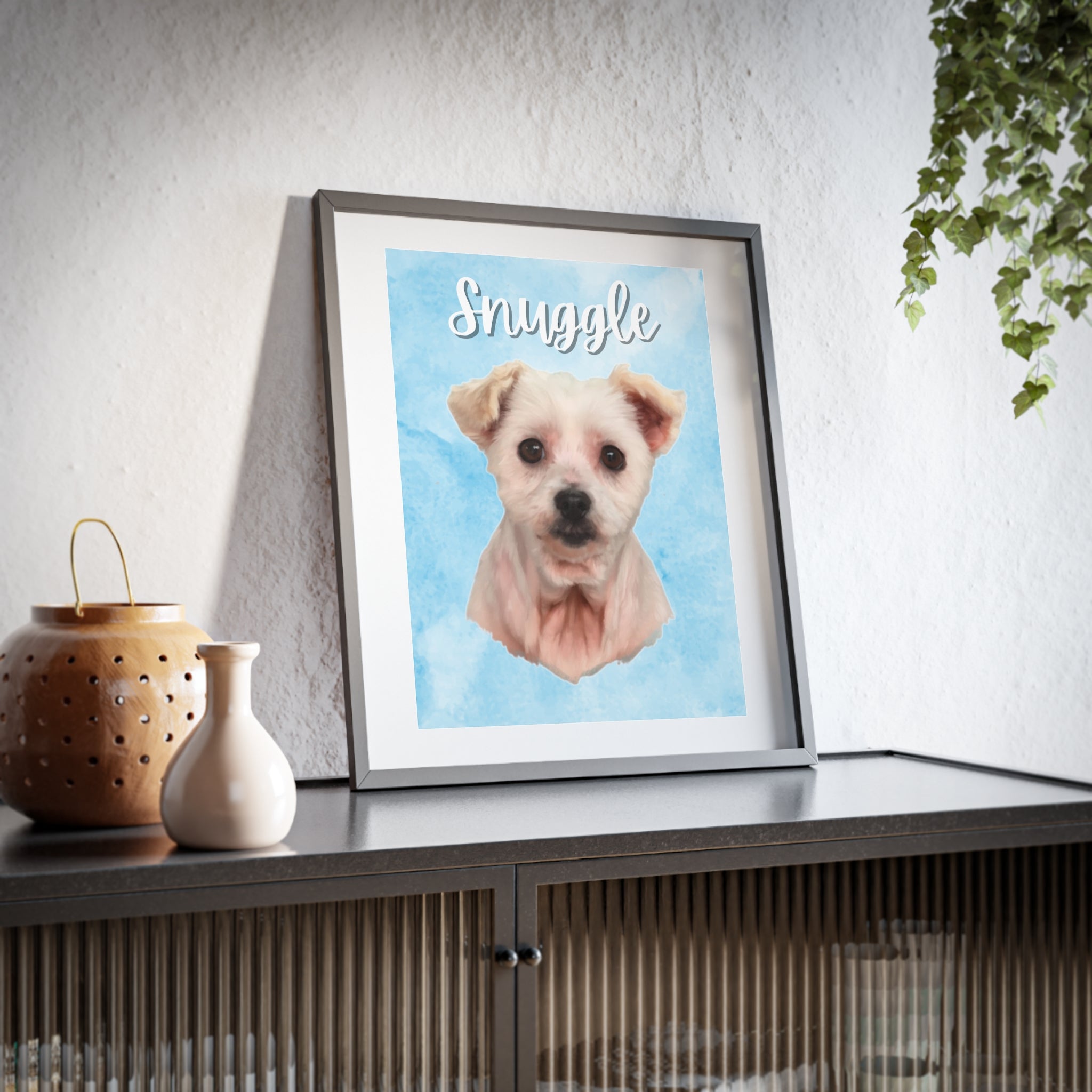 (Snuggle) Playful Dog Framed Poster