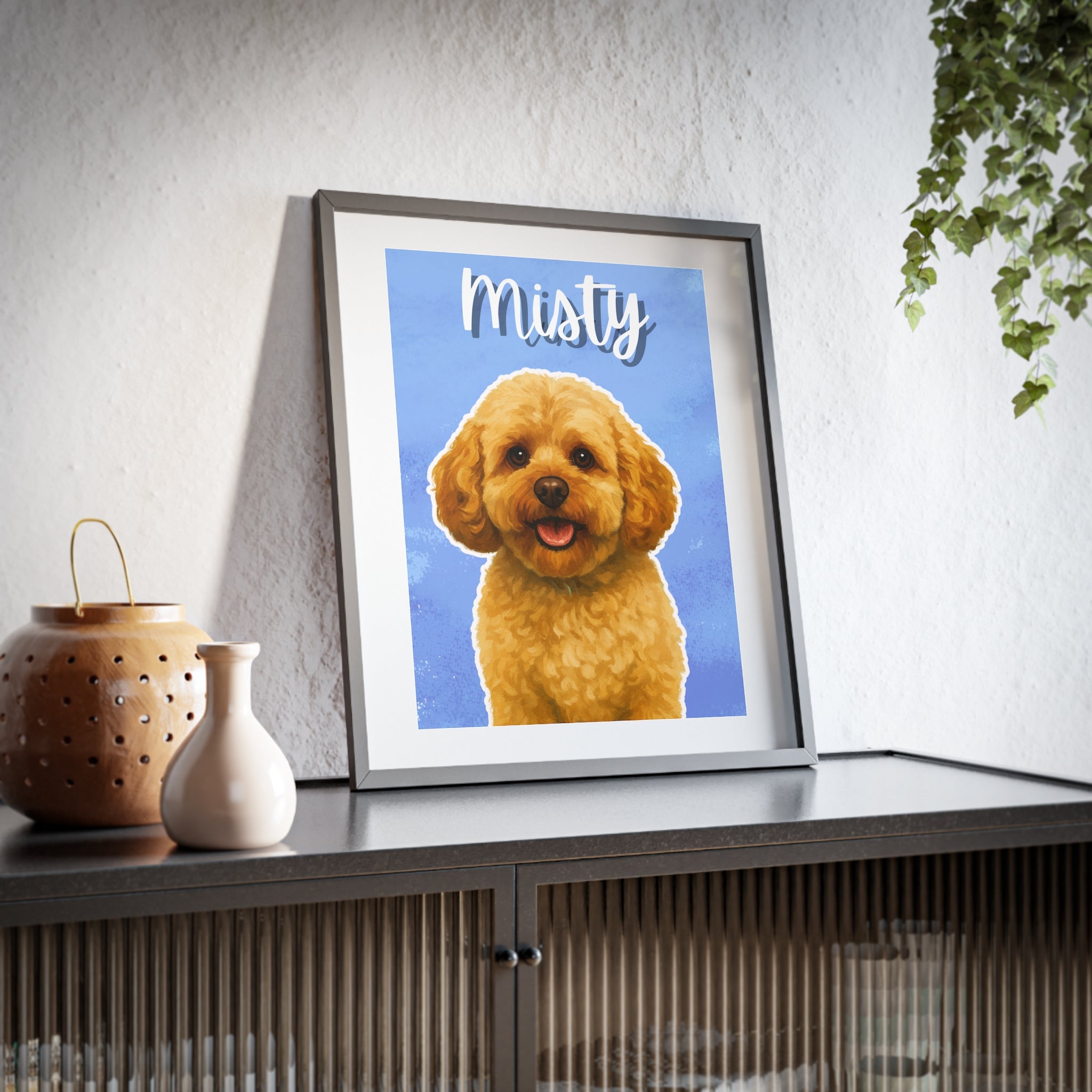 (Misty) Playful Dog Framed Poster