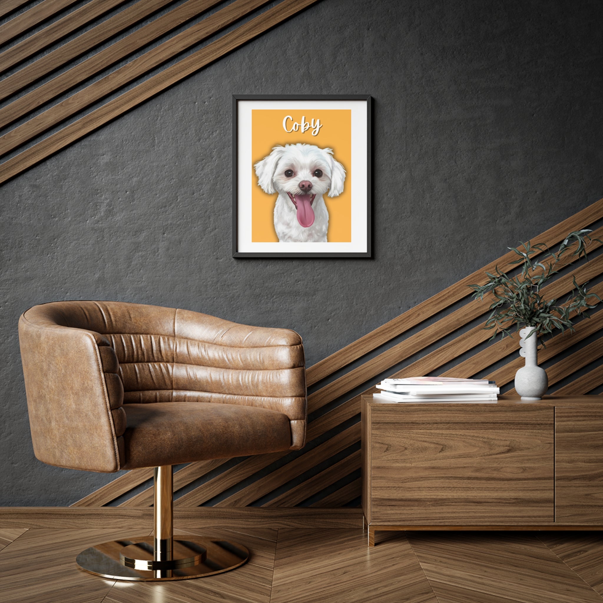 (Coby) Playful Dog Framed Poster