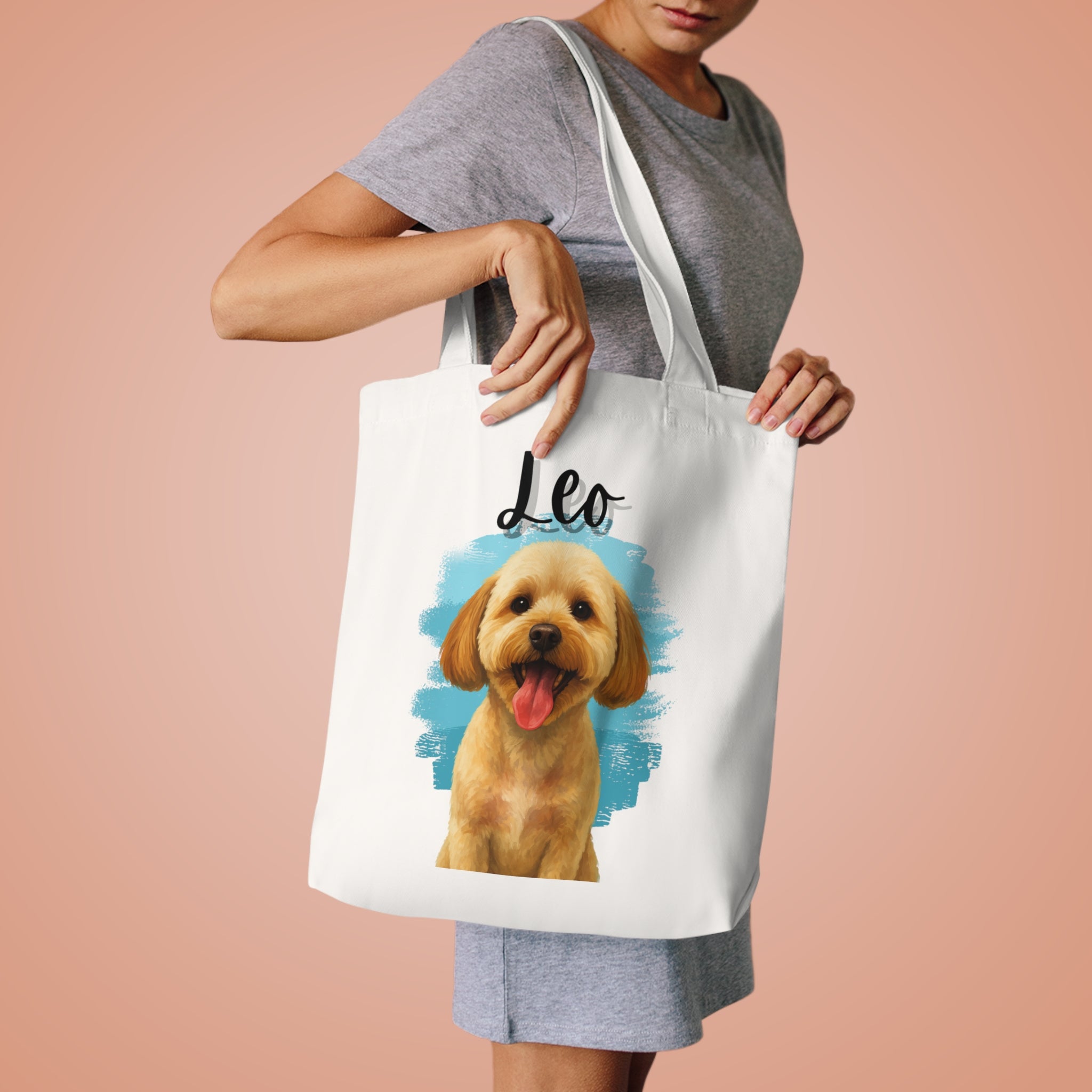 (Leo) Personalized Dog Lover Tote Bag