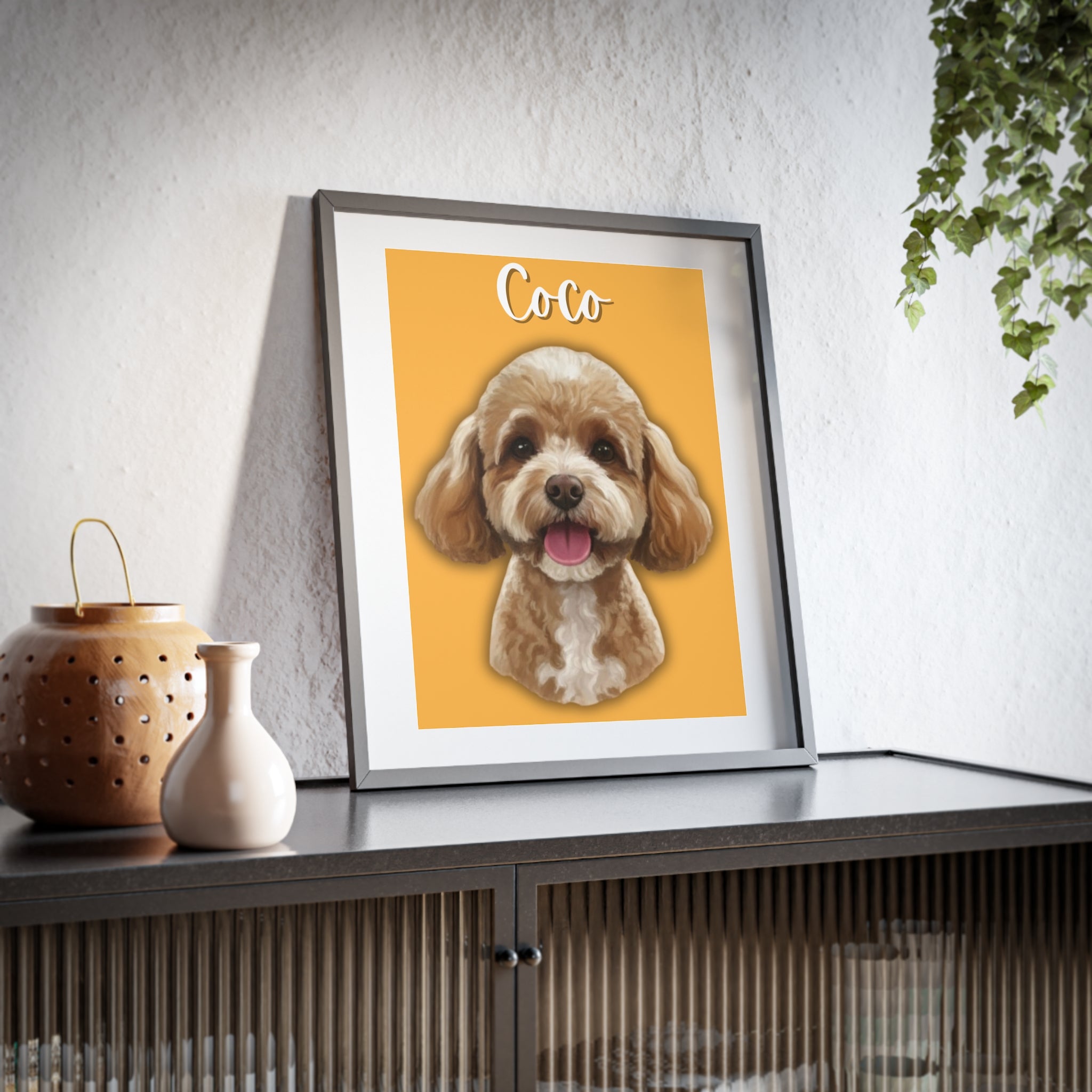 (Coco) Playful Dog Framed Poster