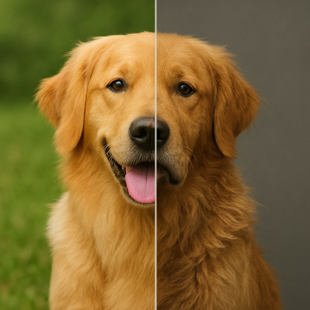 comparison of a healthy dog and unhealthy dog