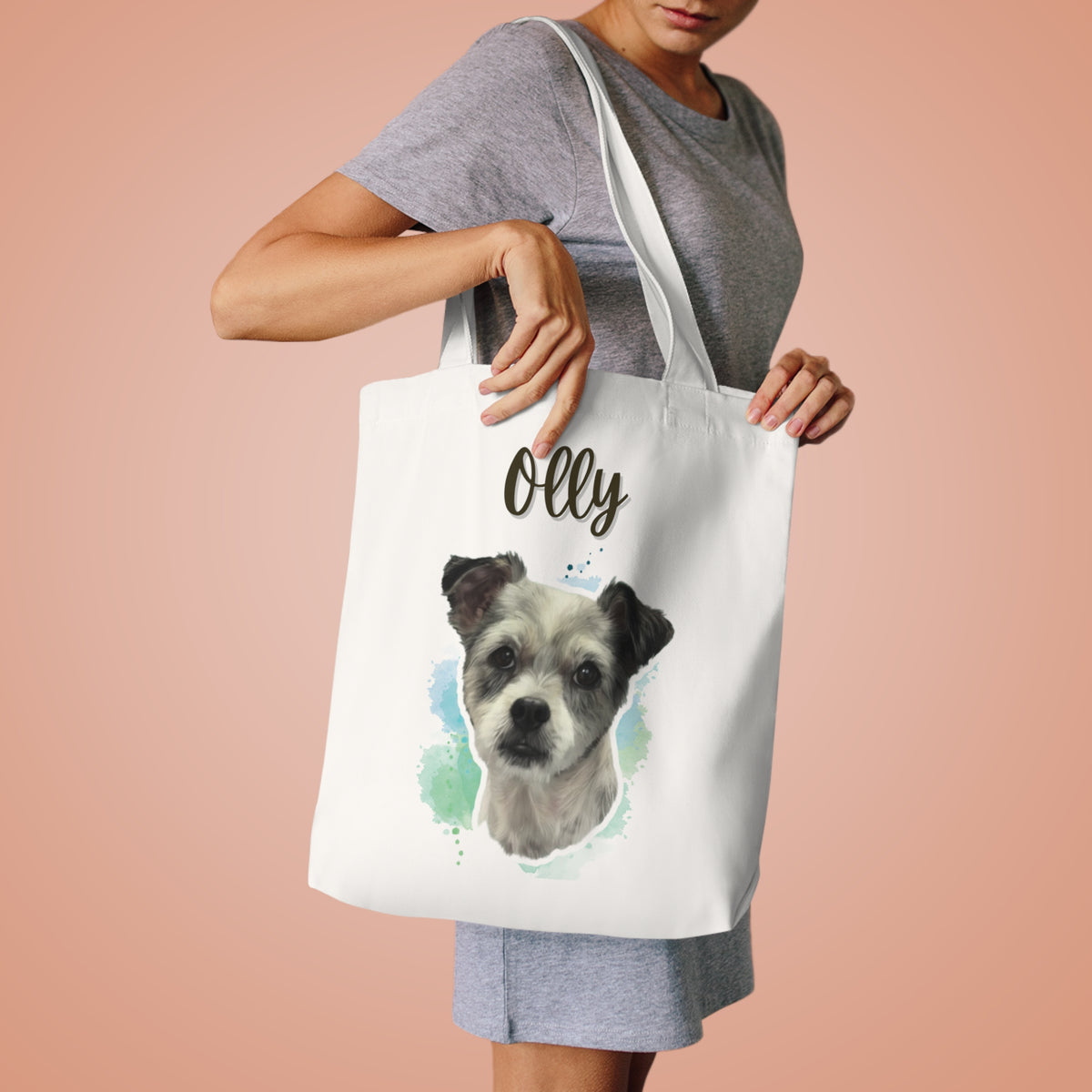 (Olly) Personalized Dog Lover Tote Bag