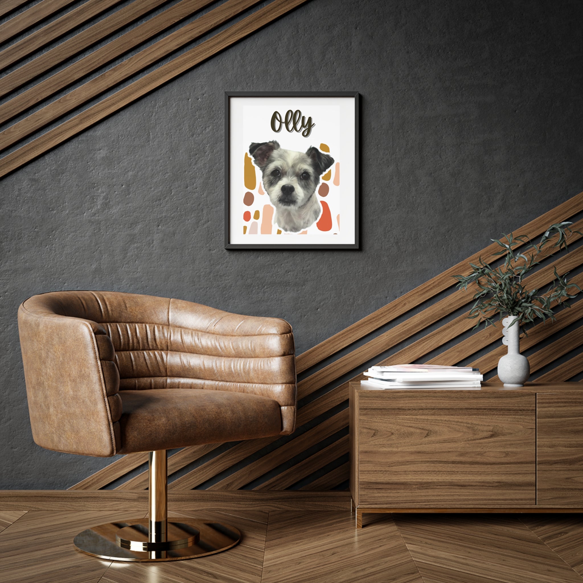 (Olly) Playful Dog Framed Poster