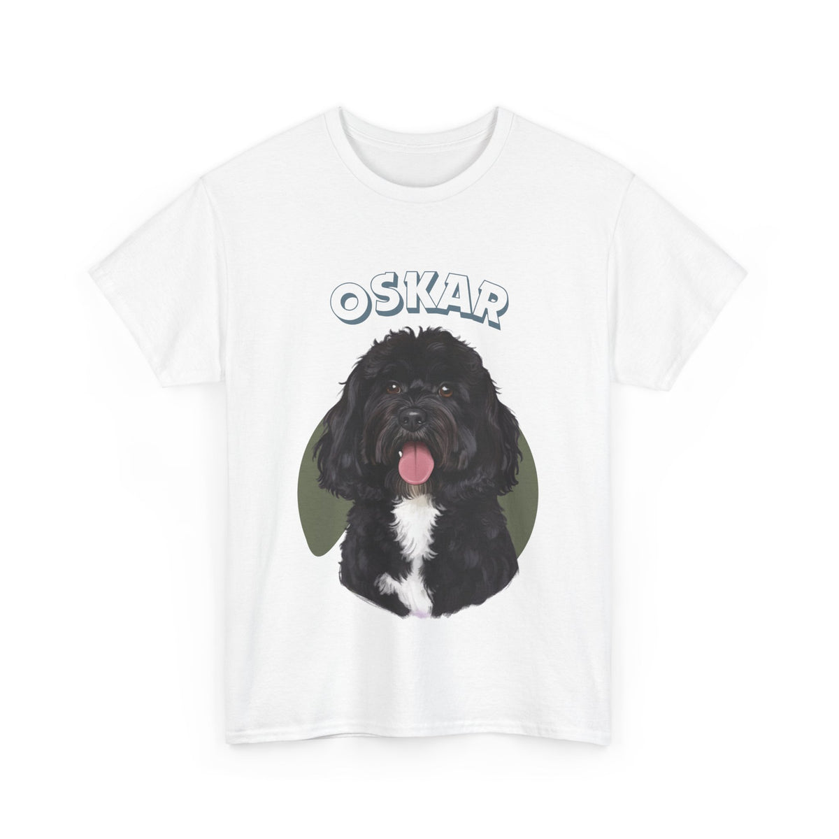 (Oskar) Whimsical Dog Portrait Tee Shirt