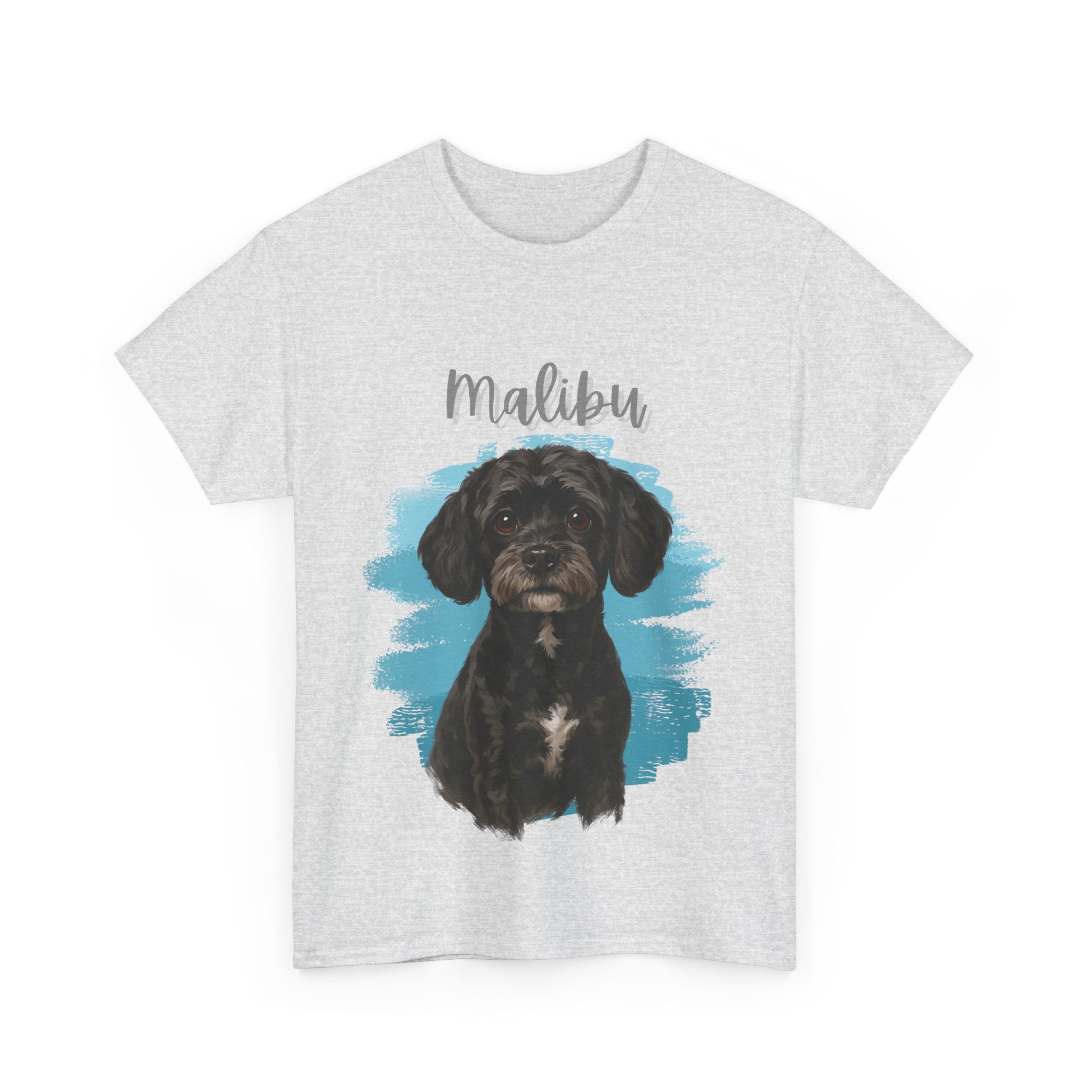 (Malibu) Whimsical Dog Portrait Tee Shirt