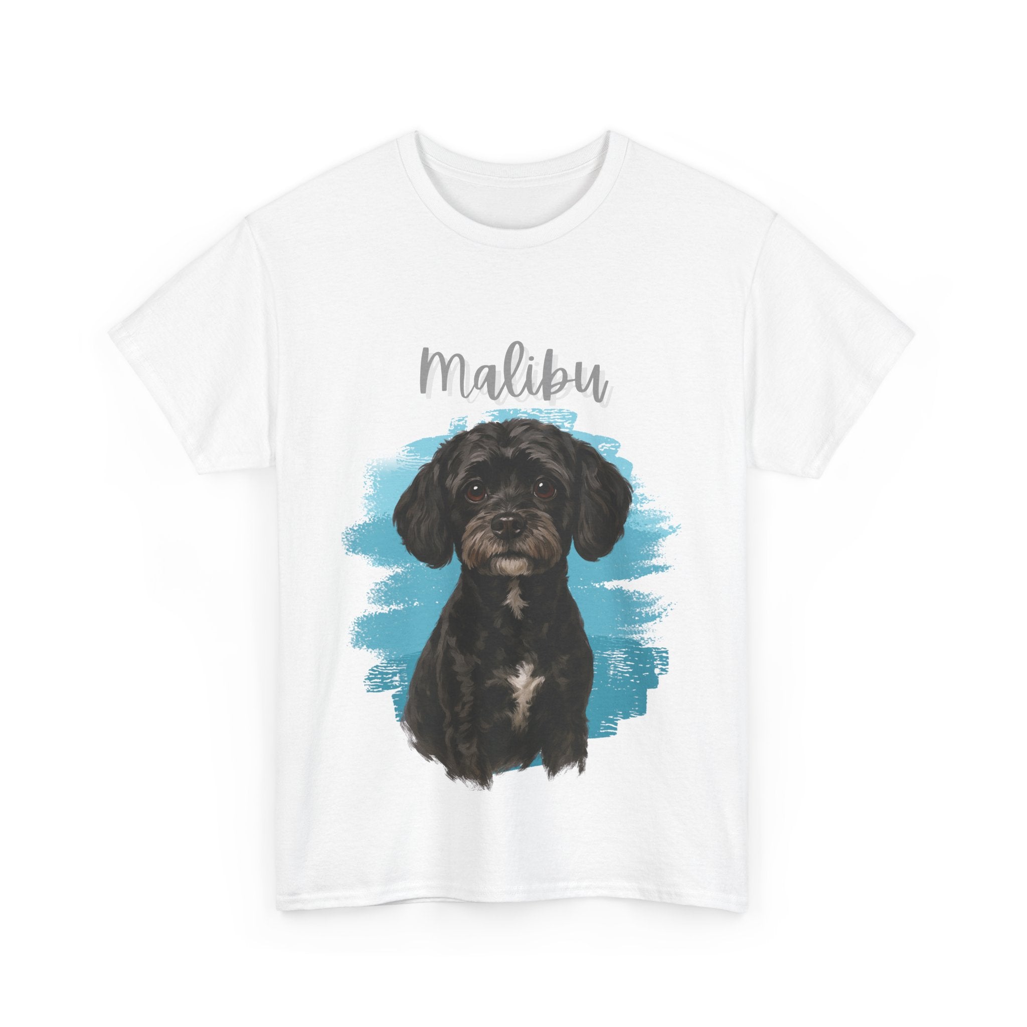 (Malibu) Whimsical Dog Portrait Tee Shirt