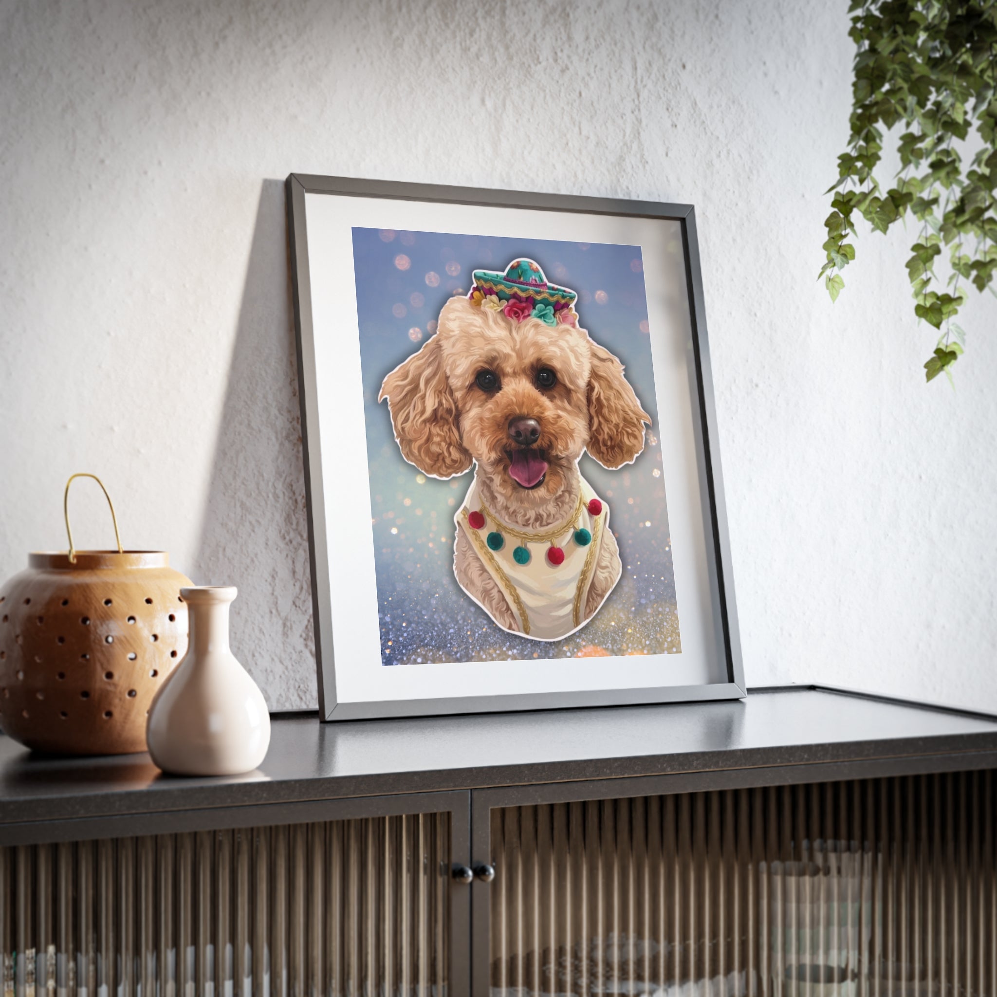 (Ache) Playful Dog Framed Poster