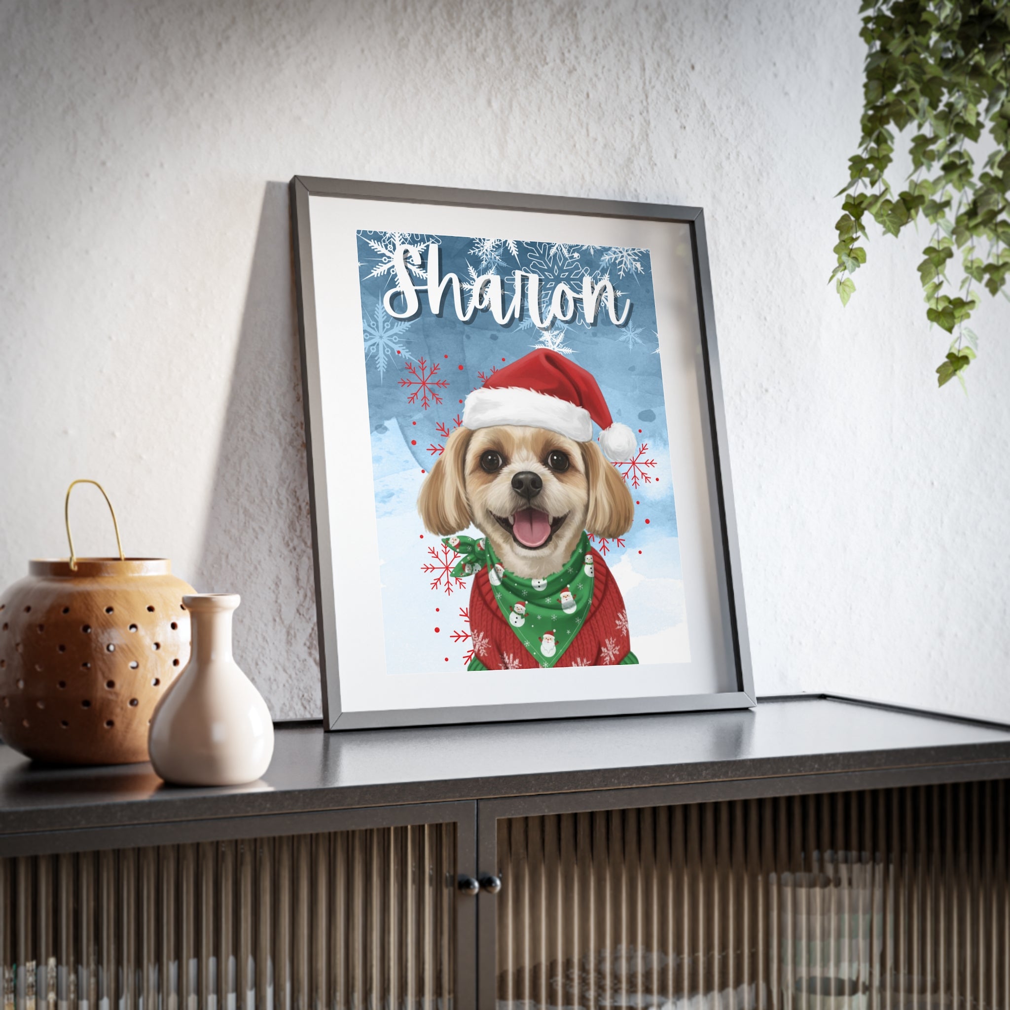 (Sharon) Playful Dog Framed Poster