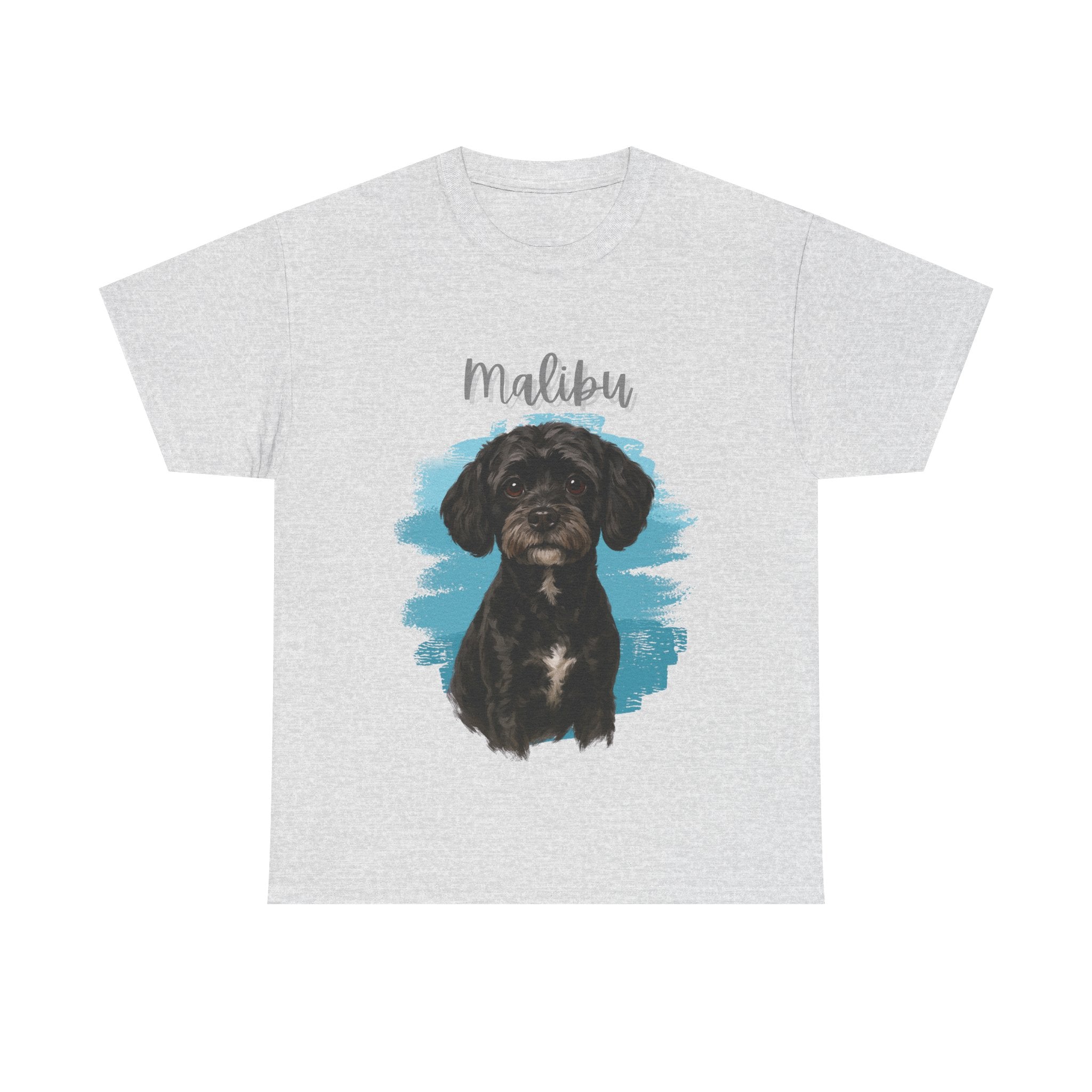 (Malibu) Whimsical Dog Portrait Tee Shirt