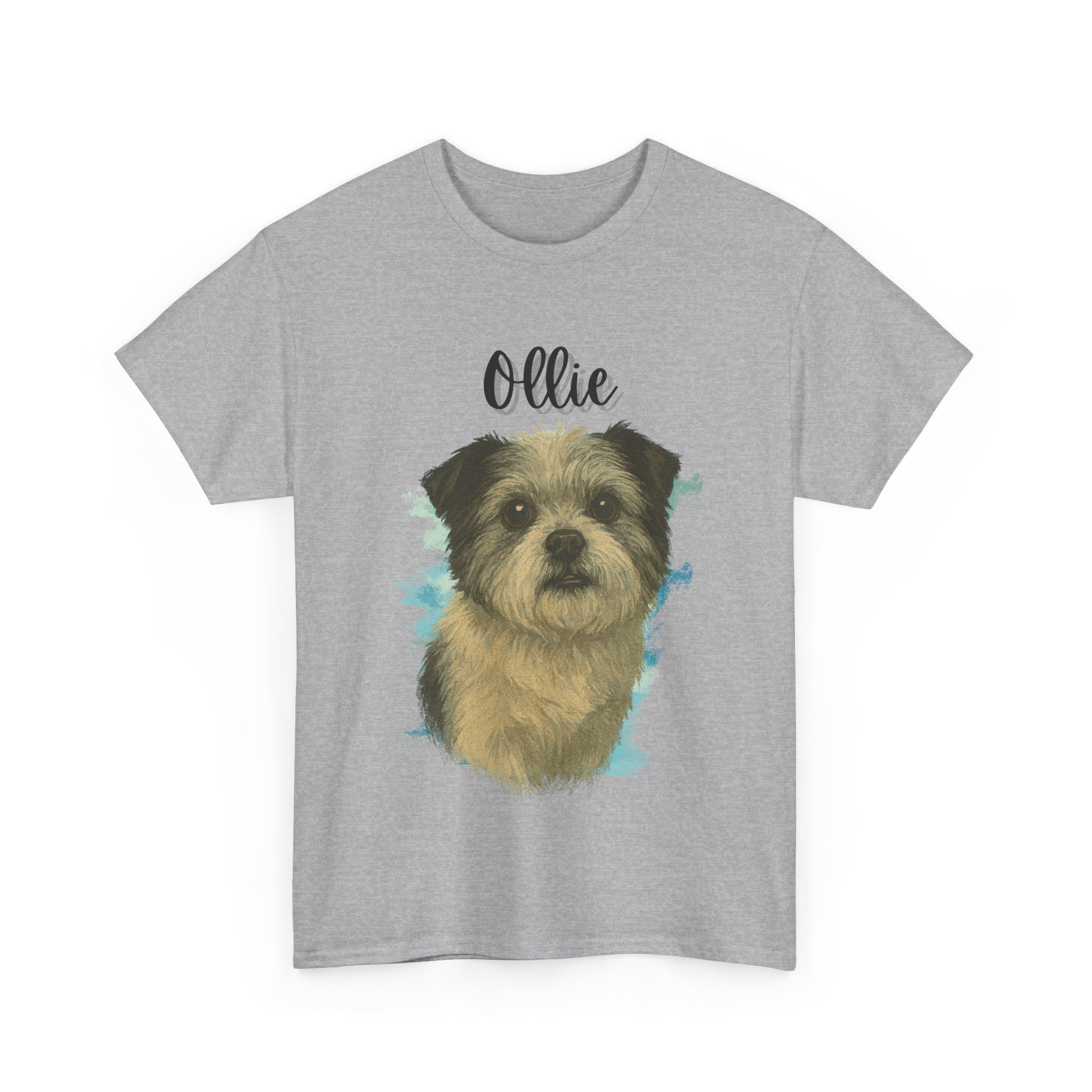(Ollie) Whimsical Dog Portrait Tee Shirt