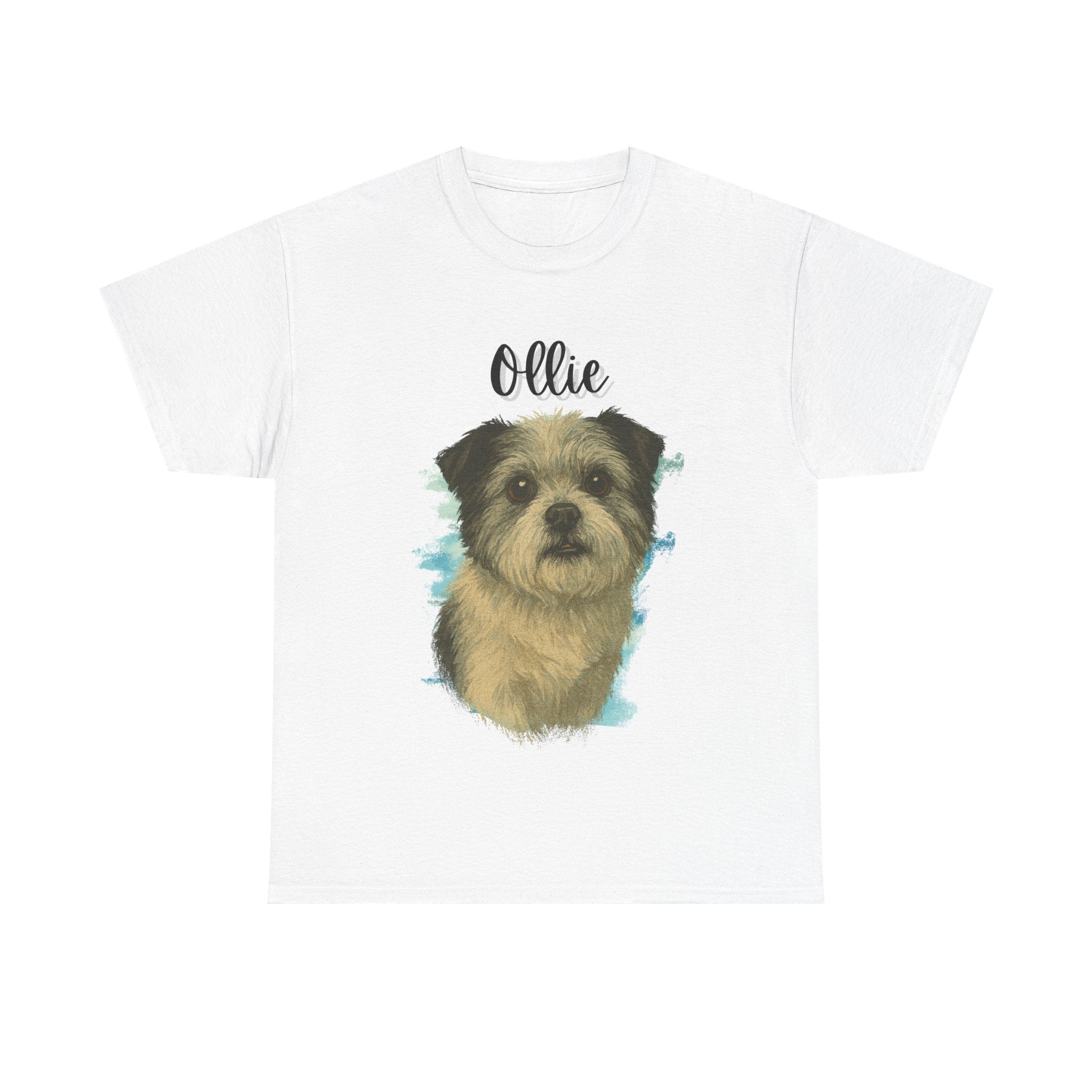 (Ollie) Whimsical Dog Portrait Tee Shirt