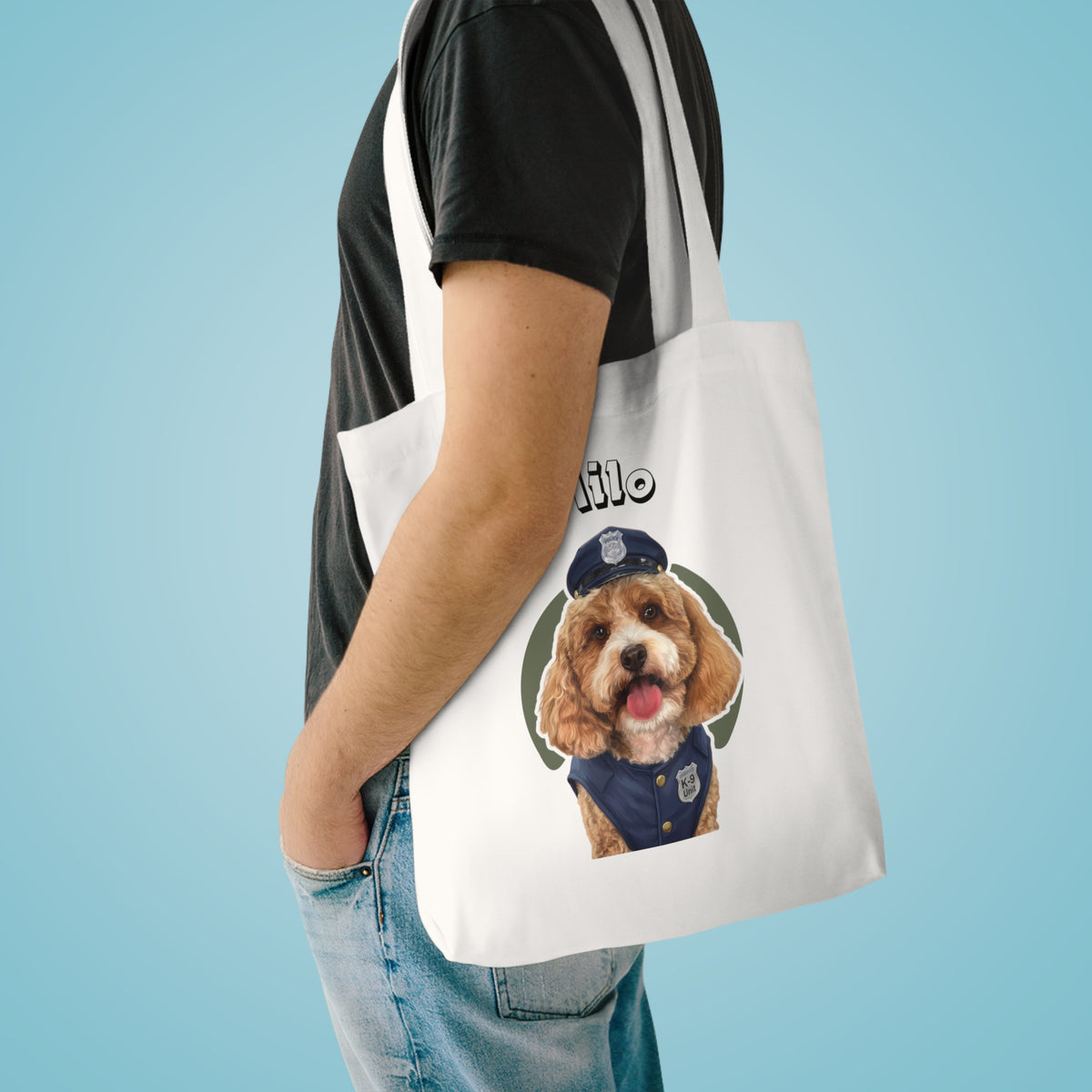 (Milo) Personalized Dog Lover Tote Bag