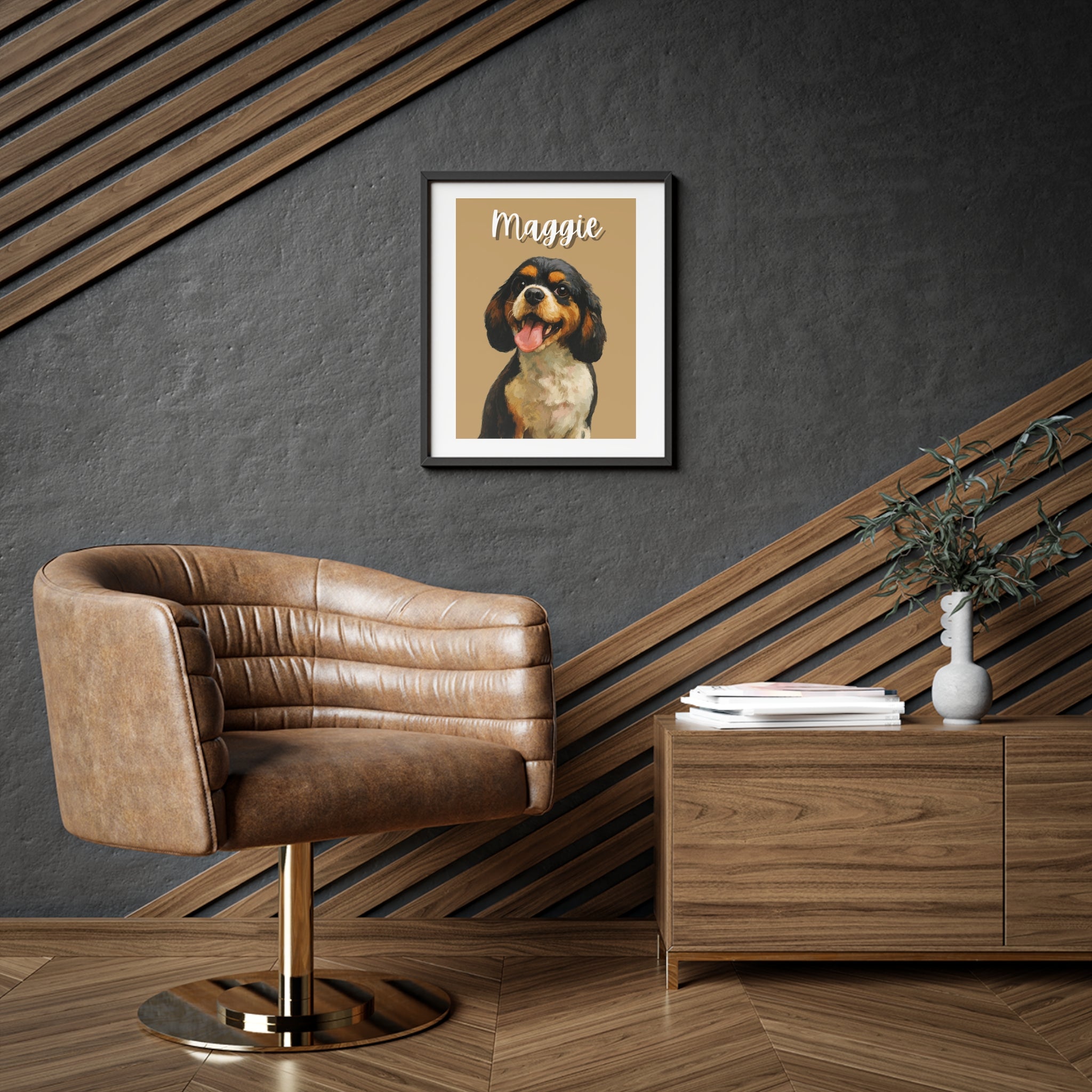 (Maggie) Playful Dog Framed Poster