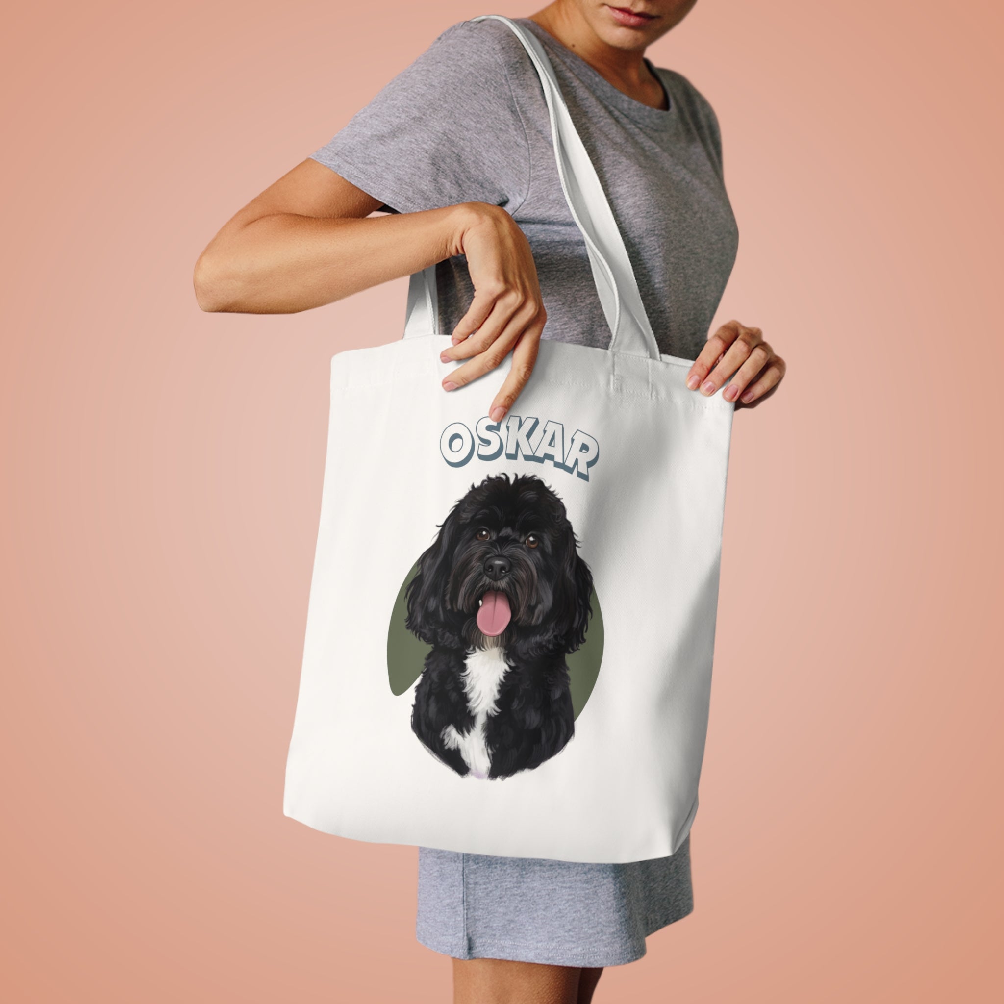 (Oskar) Personalized Dog Lover Tote Bag