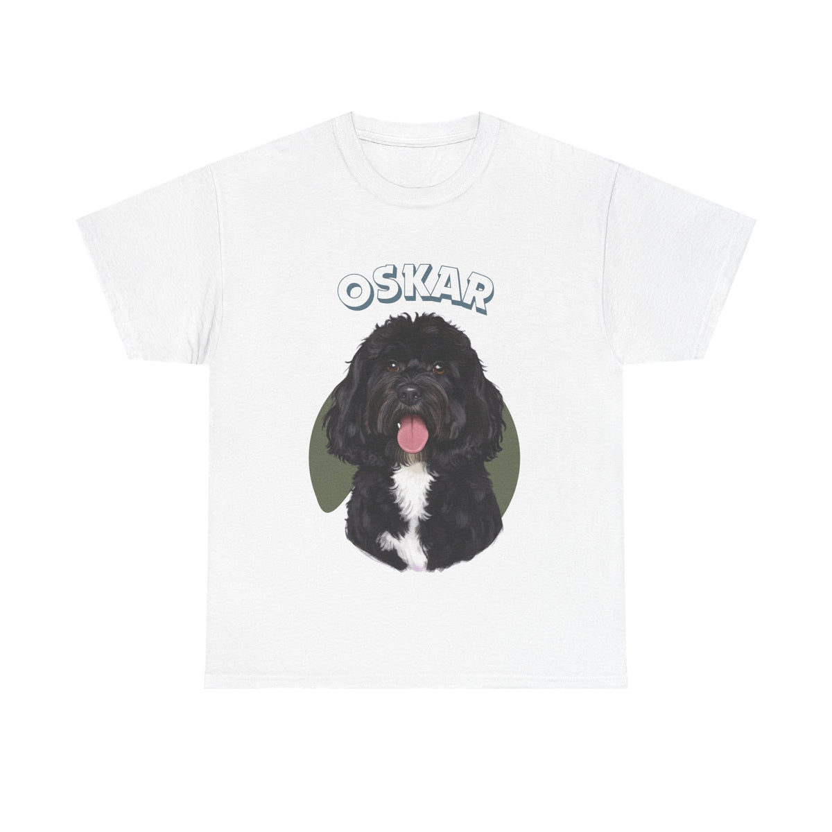 (Oskar) Whimsical Dog Portrait Tee Shirt