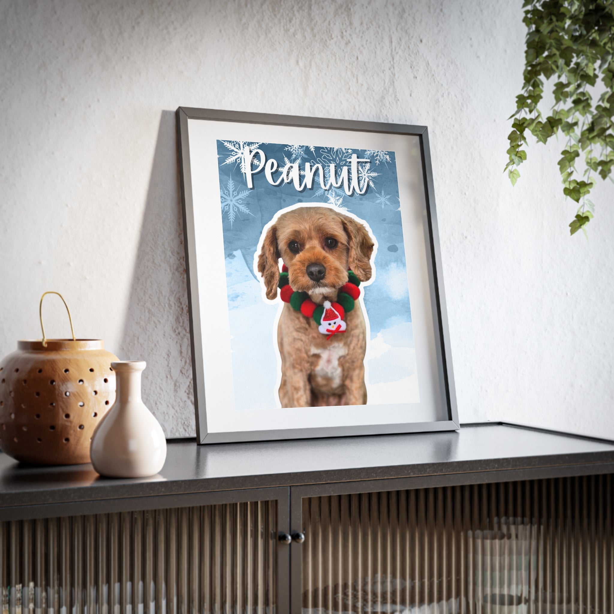 (Peanut) Playful Dog Framed Poster