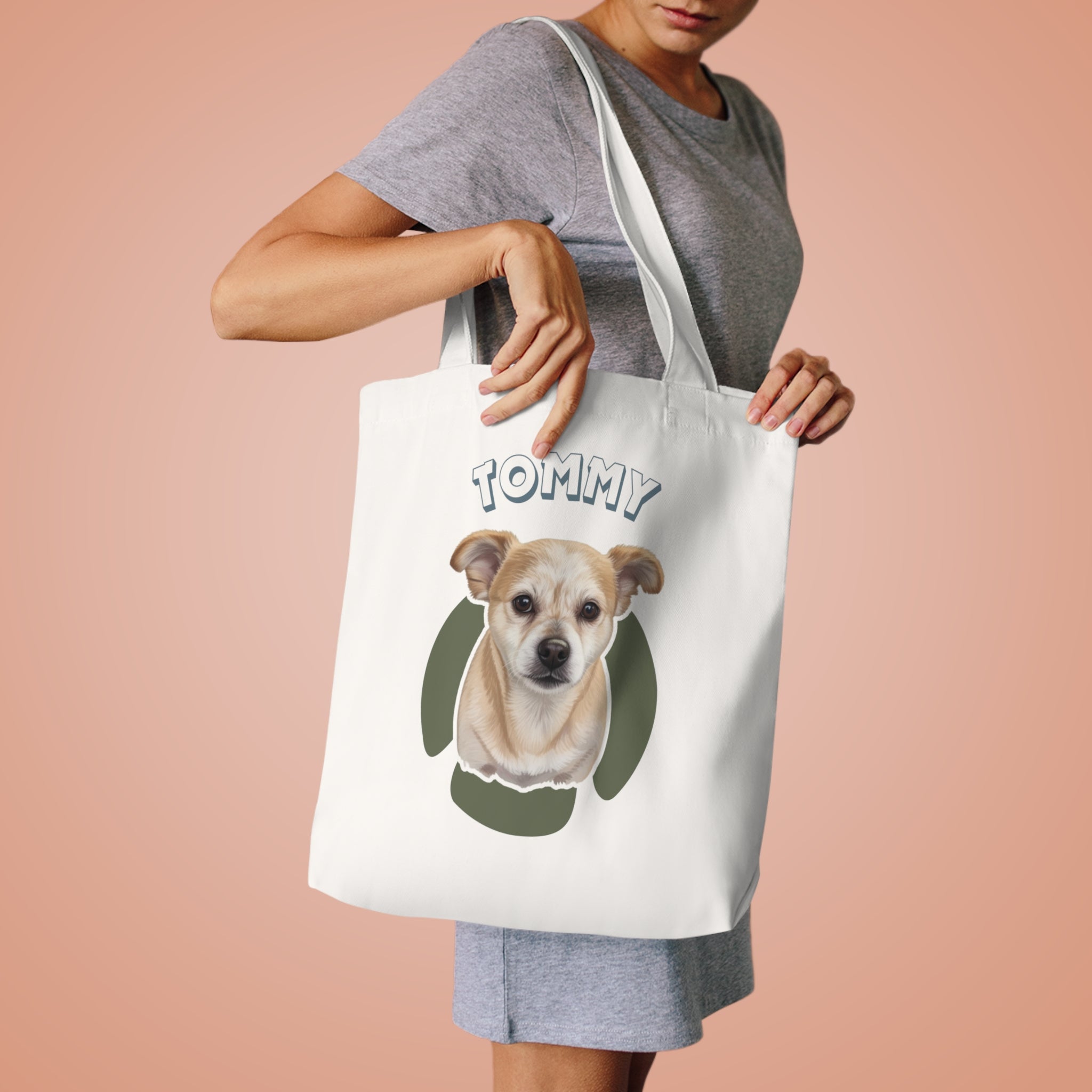 (Tommy) Personalized Dog Lover Tote Bag