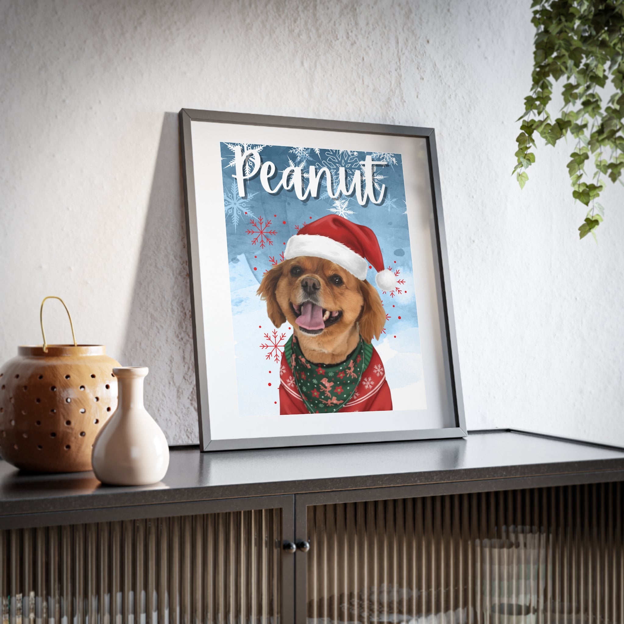 (Peanut) Playful Dog Framed Poster
