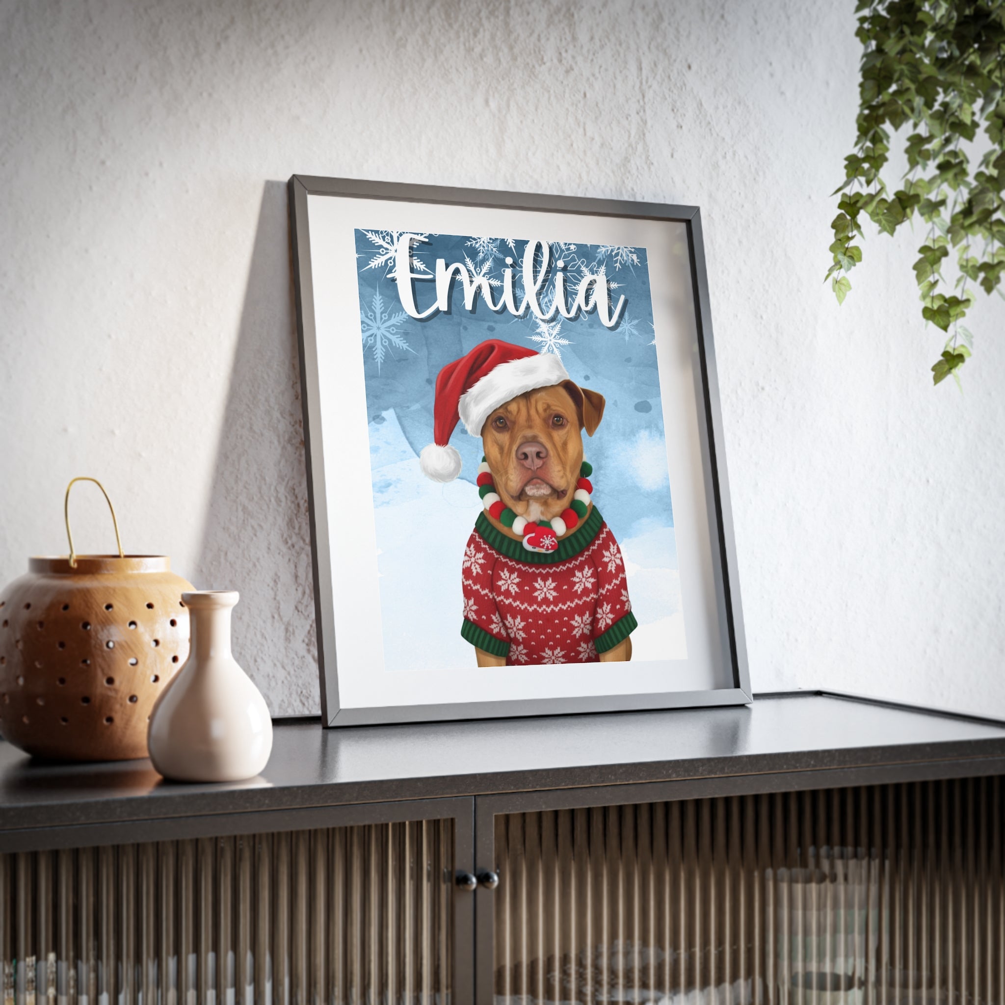 (Emilia) Playful Dog Framed Poster