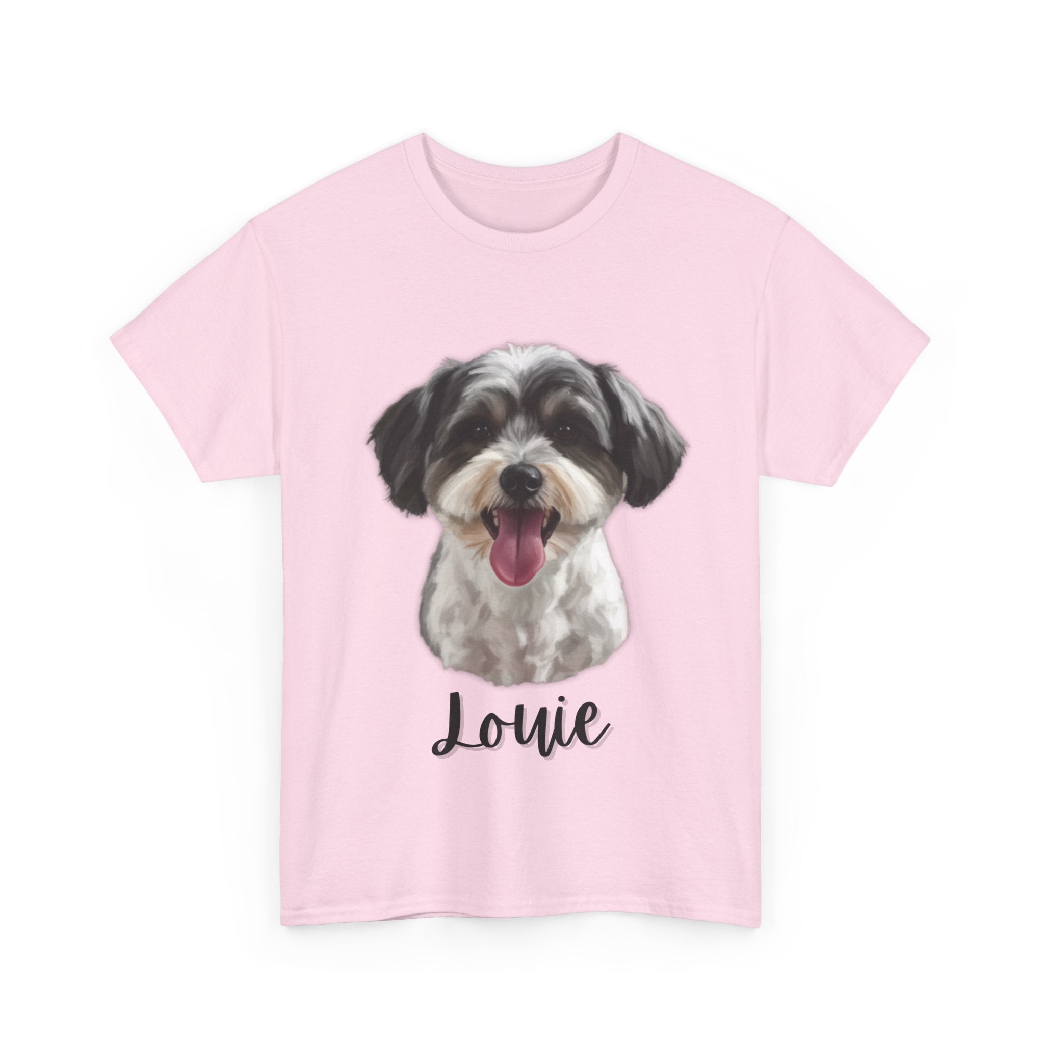 (Louie) Whimsical Dog Portrait Tee Shirt