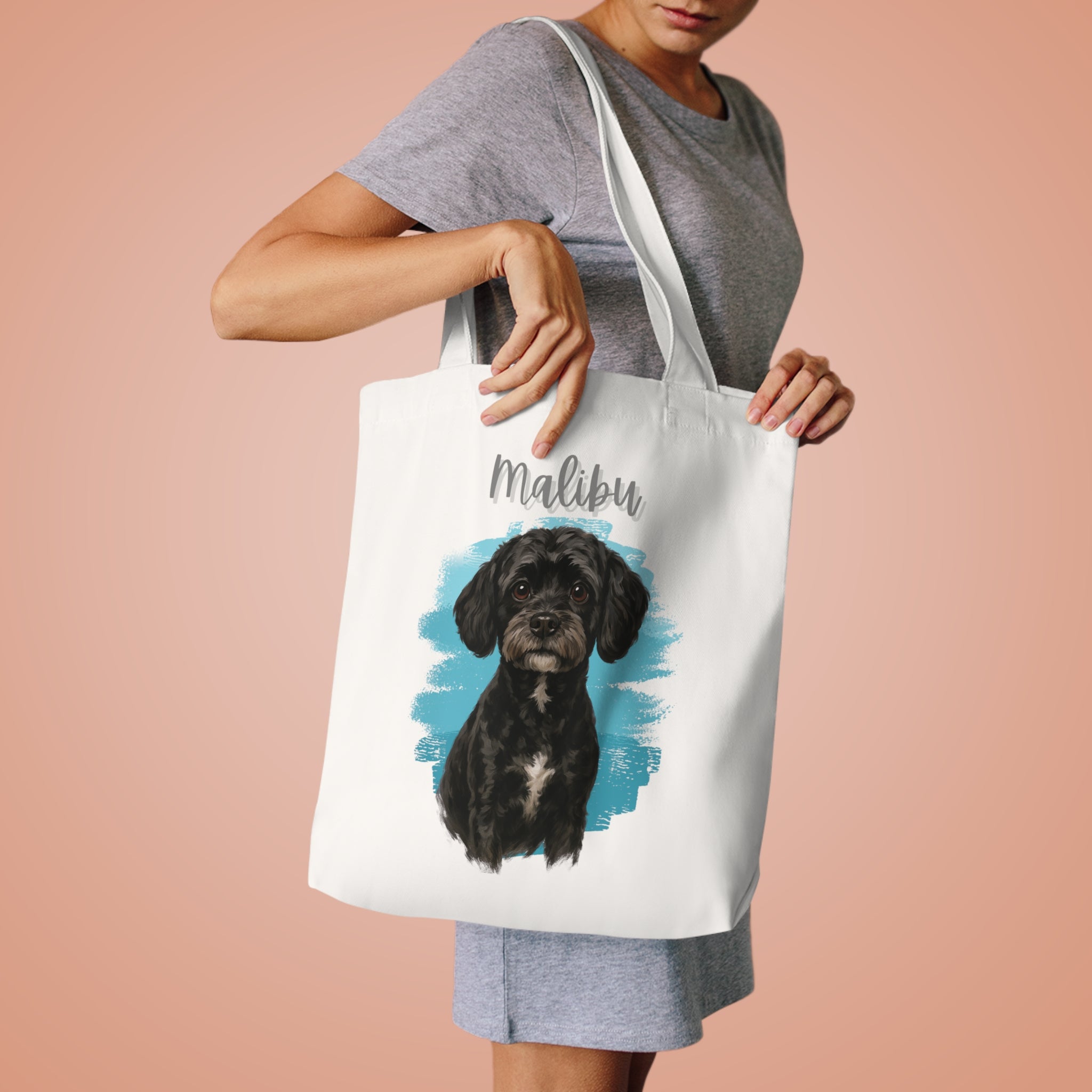 (Malibu) Personalized Dog Lover Tote Bag