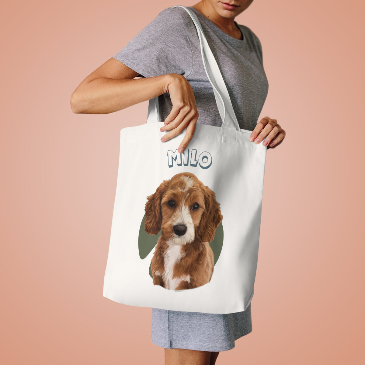 (Milo) Personalized Dog Lover Tote Bag